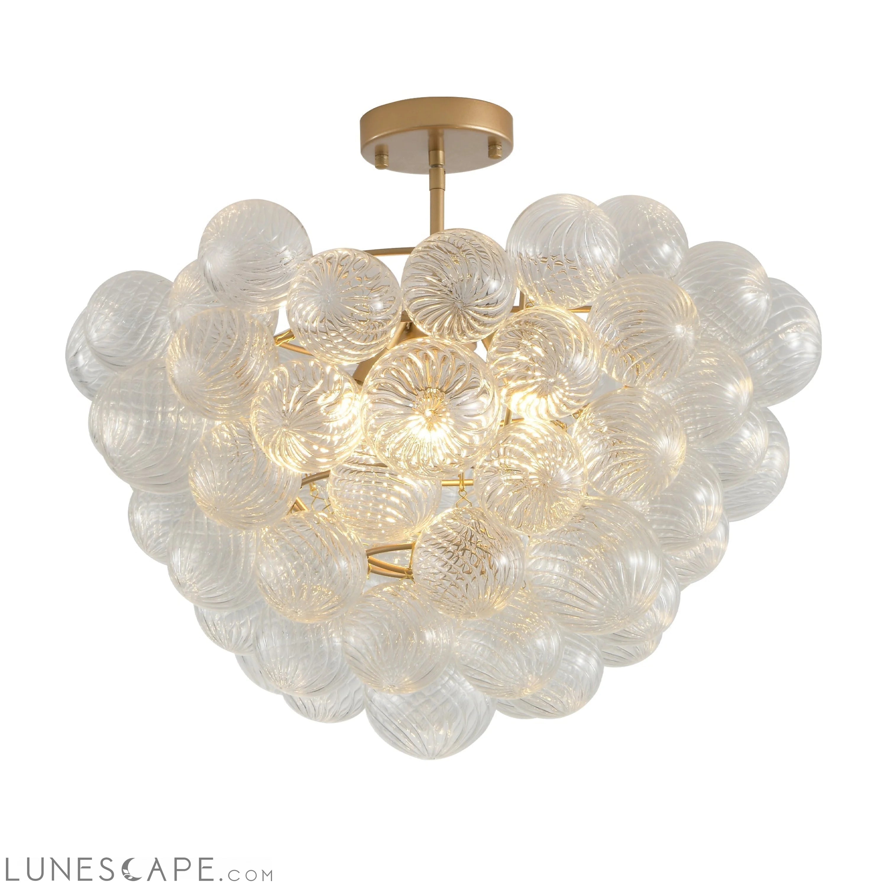20-Inch Gold Ceiling Pendant Light with Threaded Clear Glass Globe LUNESCAPE