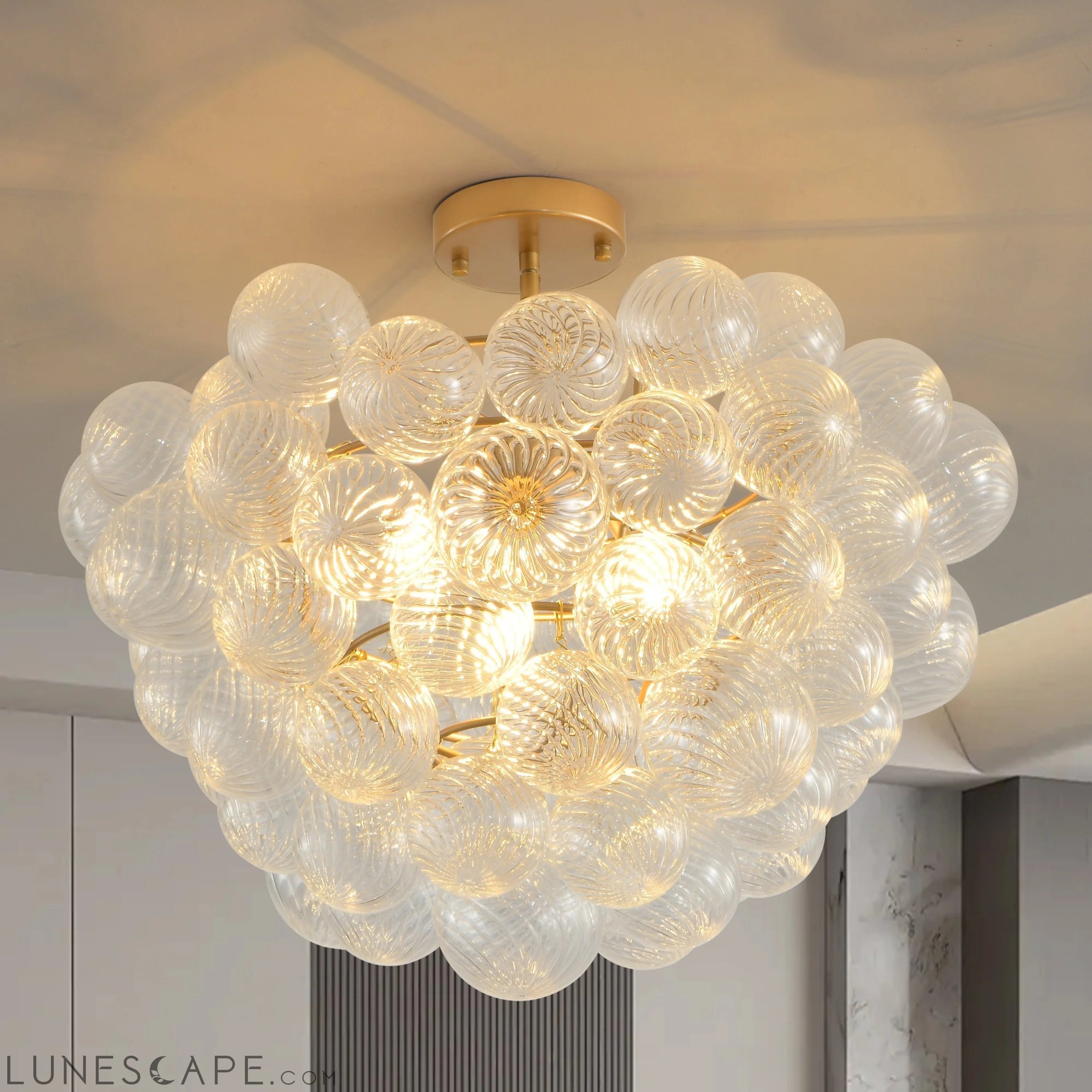 20-Inch Gold Ceiling Pendant Light with Threaded Clear Glass Globe LUNESCAPE