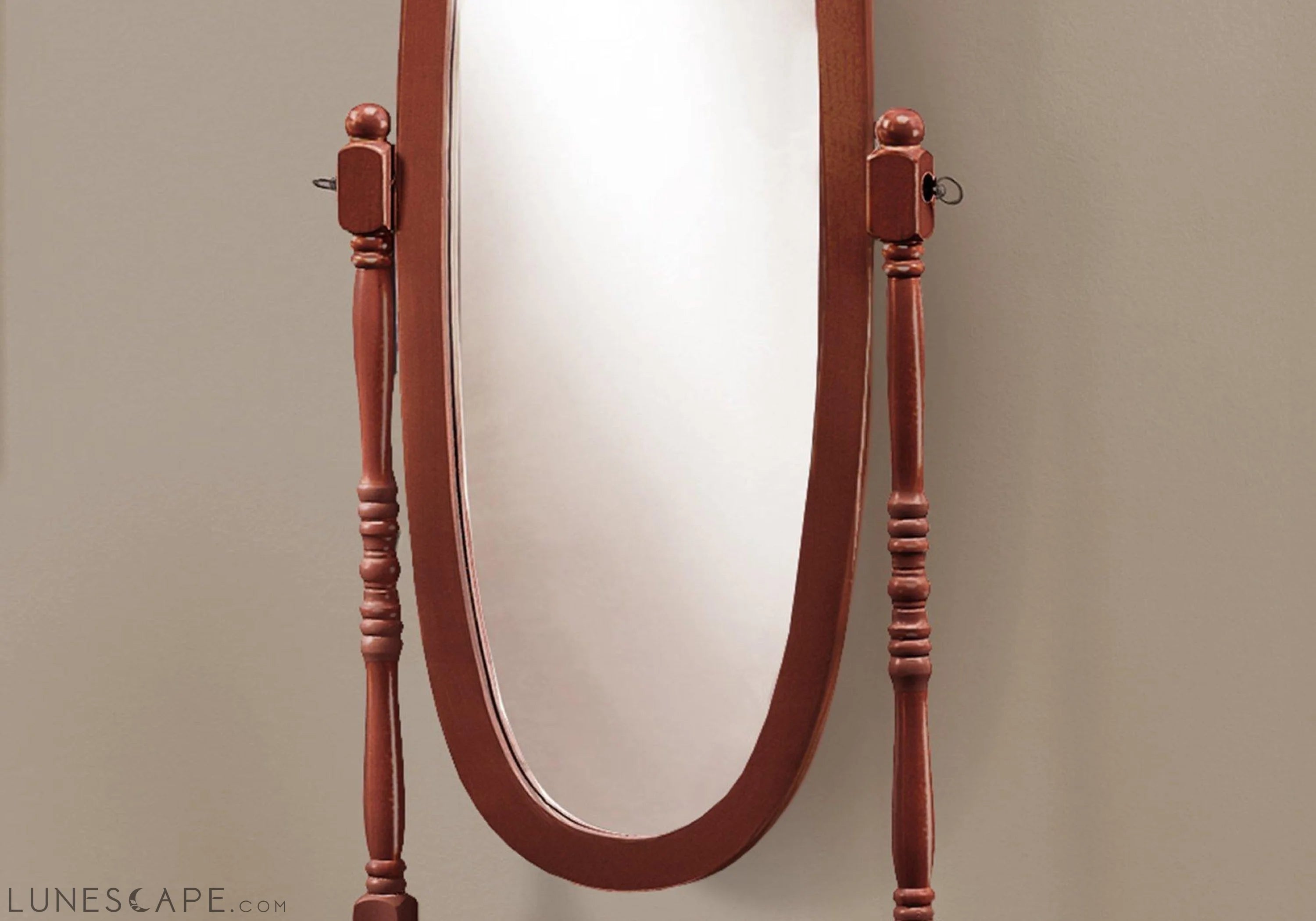 20" x 23" 59" Walnut Oval Wood Frame  Mirror LUNESCAPE