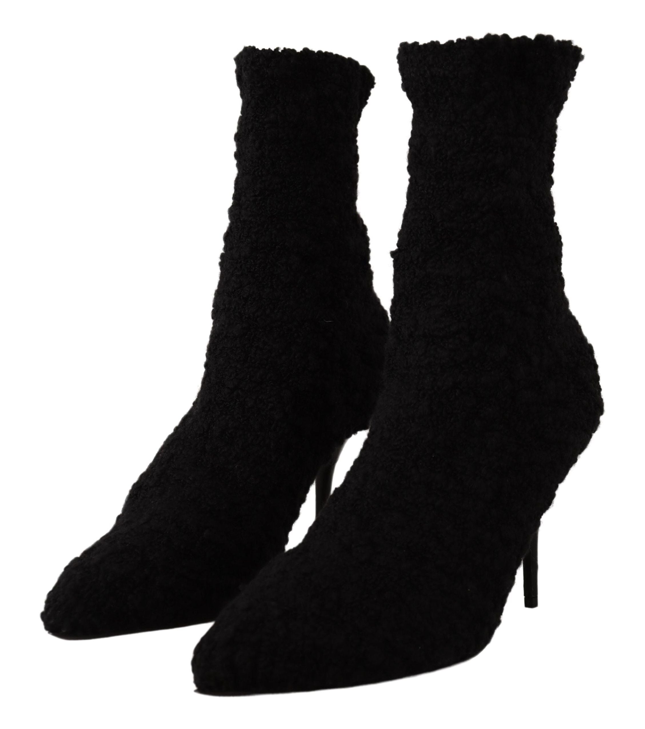 Dolce & Gabbana Black Stiletto Heels Mid Calf Women Boots LUNESCAPE