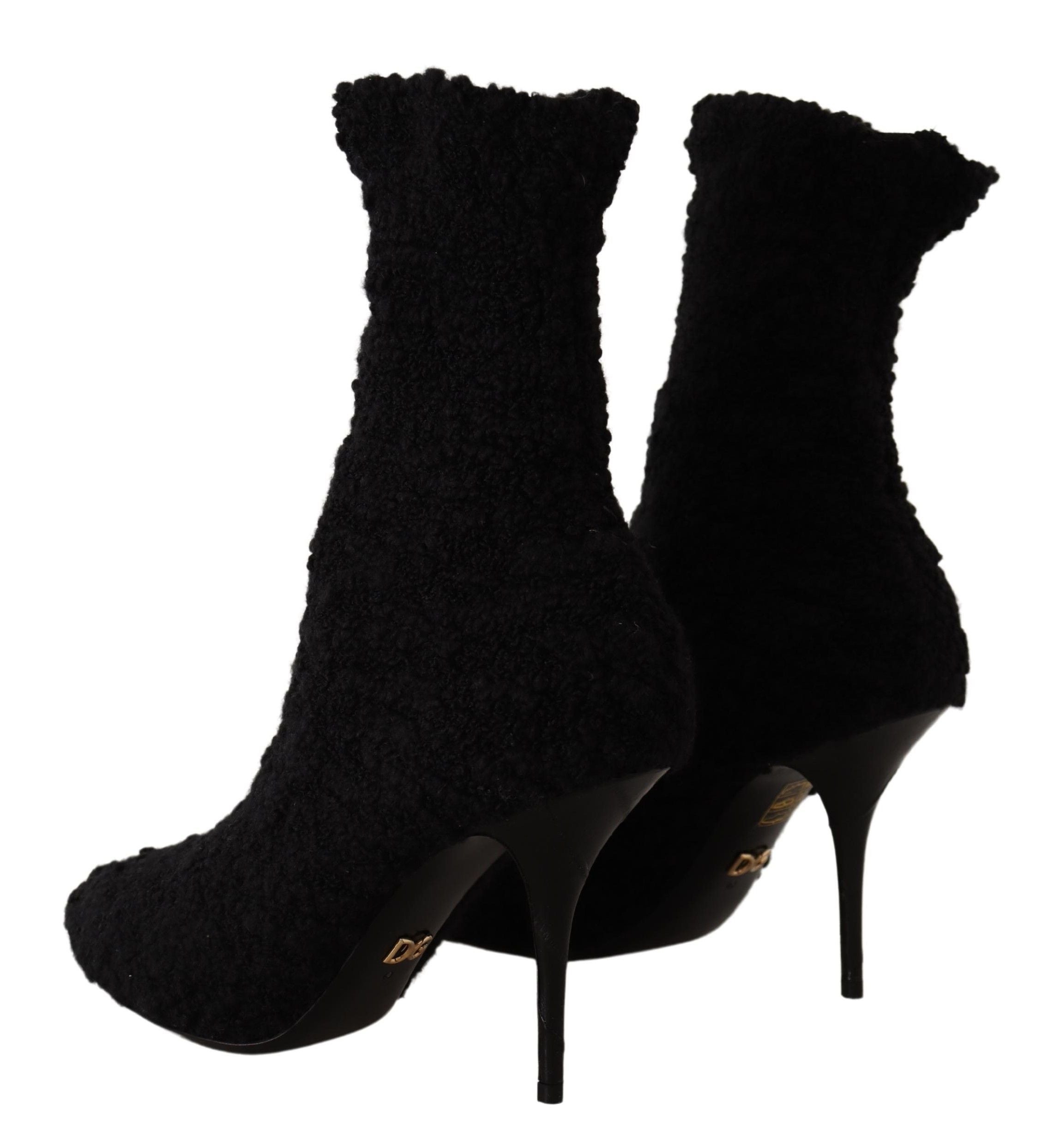 Dolce & Gabbana Black Stiletto Heels Mid Calf Women Boots LUNESCAPE