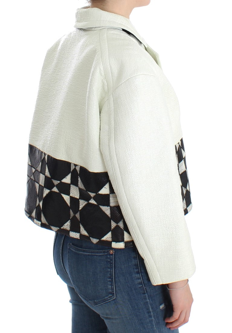 Andrea Pompilio Exclusive Black & White Leather Jacket LUNESCAPE