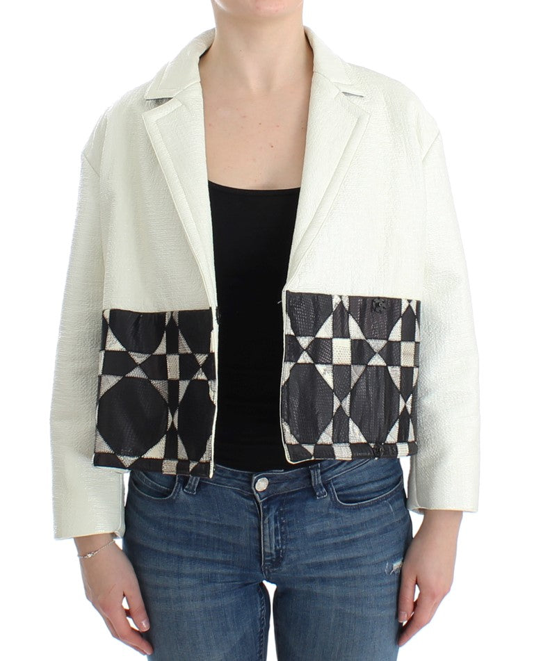 Andrea Pompilio Exclusive Black & White Leather Jacket LUNESCAPE