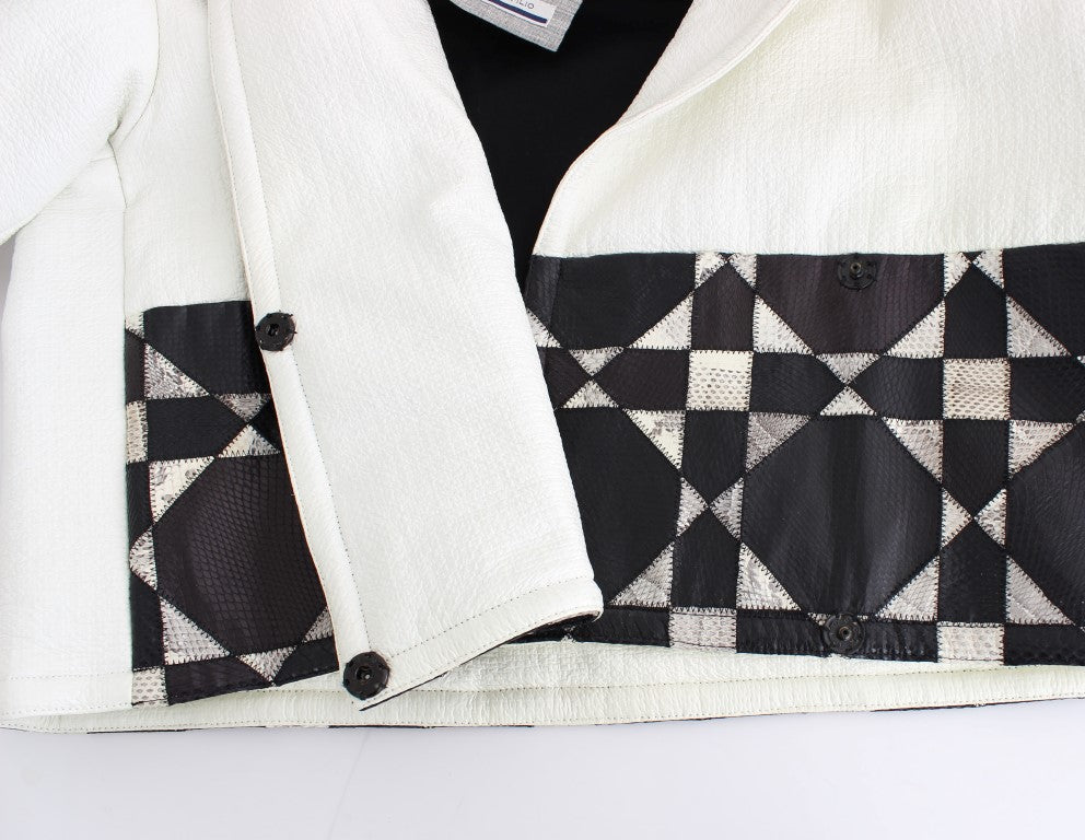 Andrea Pompilio Exclusive Black & White Leather Jacket LUNESCAPE