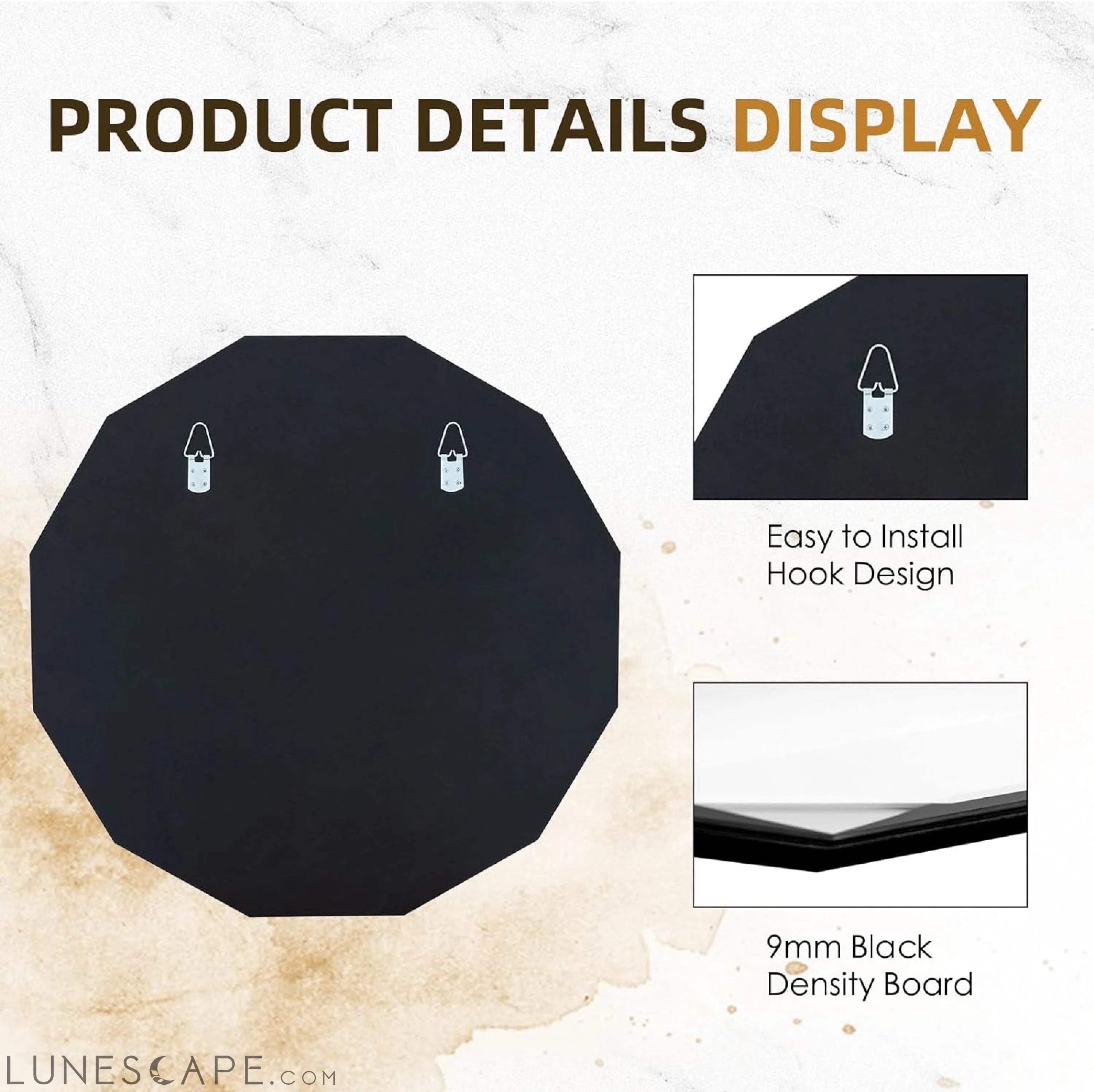 24 x 24 Frameless Beveled Edge Wall Mount Mirror - Irregular Shaped LUNESCAPE