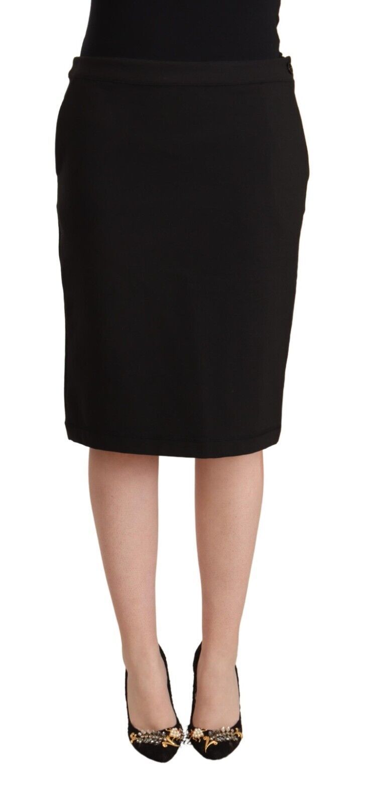 GF Ferre Chic Black Pencil Skirt Knee Length LUNESCAPE