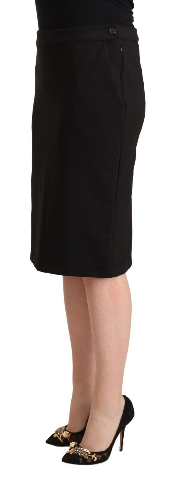 GF Ferre Chic Black Pencil Skirt Knee Length LUNESCAPE