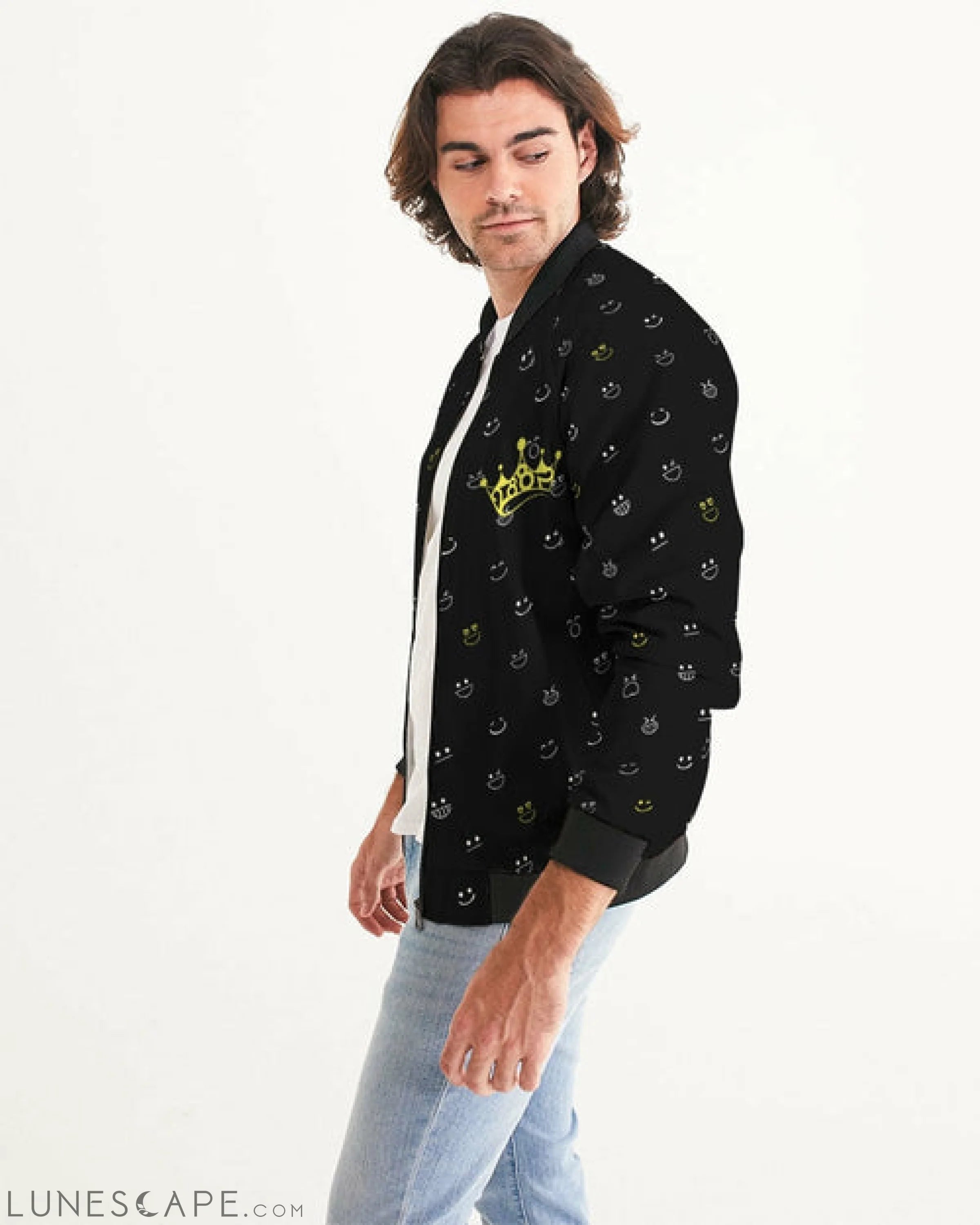 2882Sport™ Fit My Mood Winky Face Men's Bomber Jacket LUNESCAPE