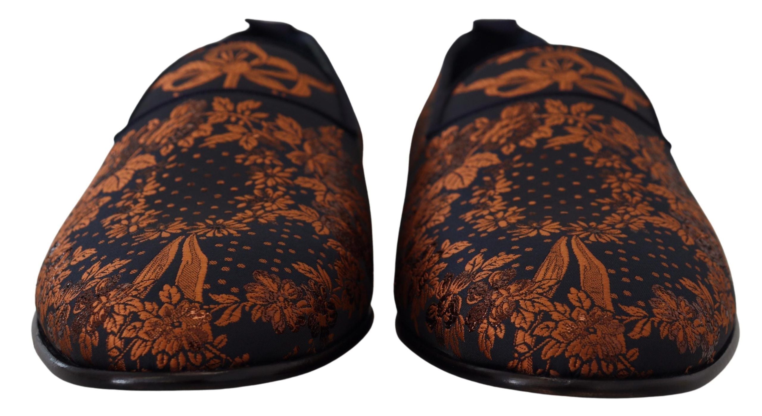 Dolce & Gabbana Blue Rust Floral Slippers Loafers Shoes LUNESCAPE