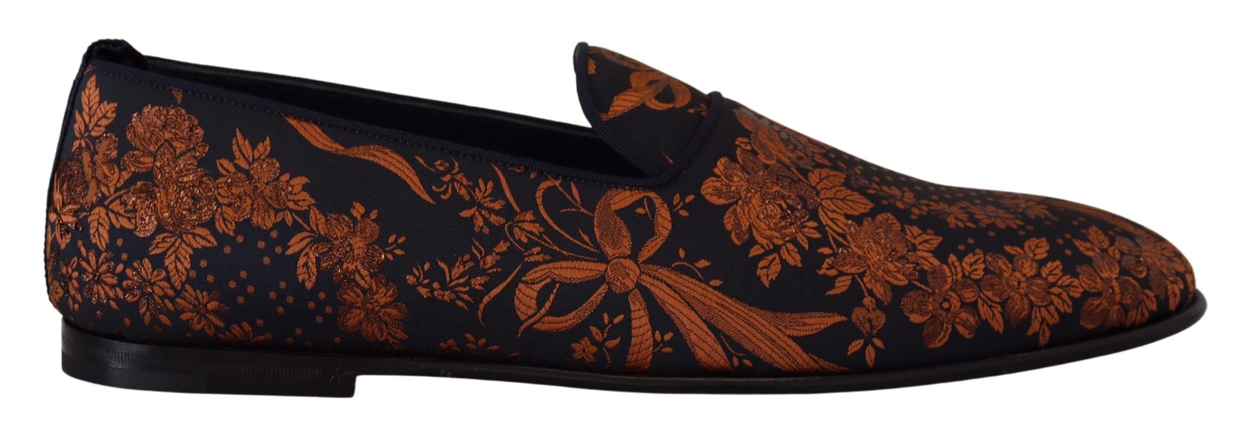 Dolce & Gabbana Blue Rust Floral Slippers Loafers Shoes LUNESCAPE