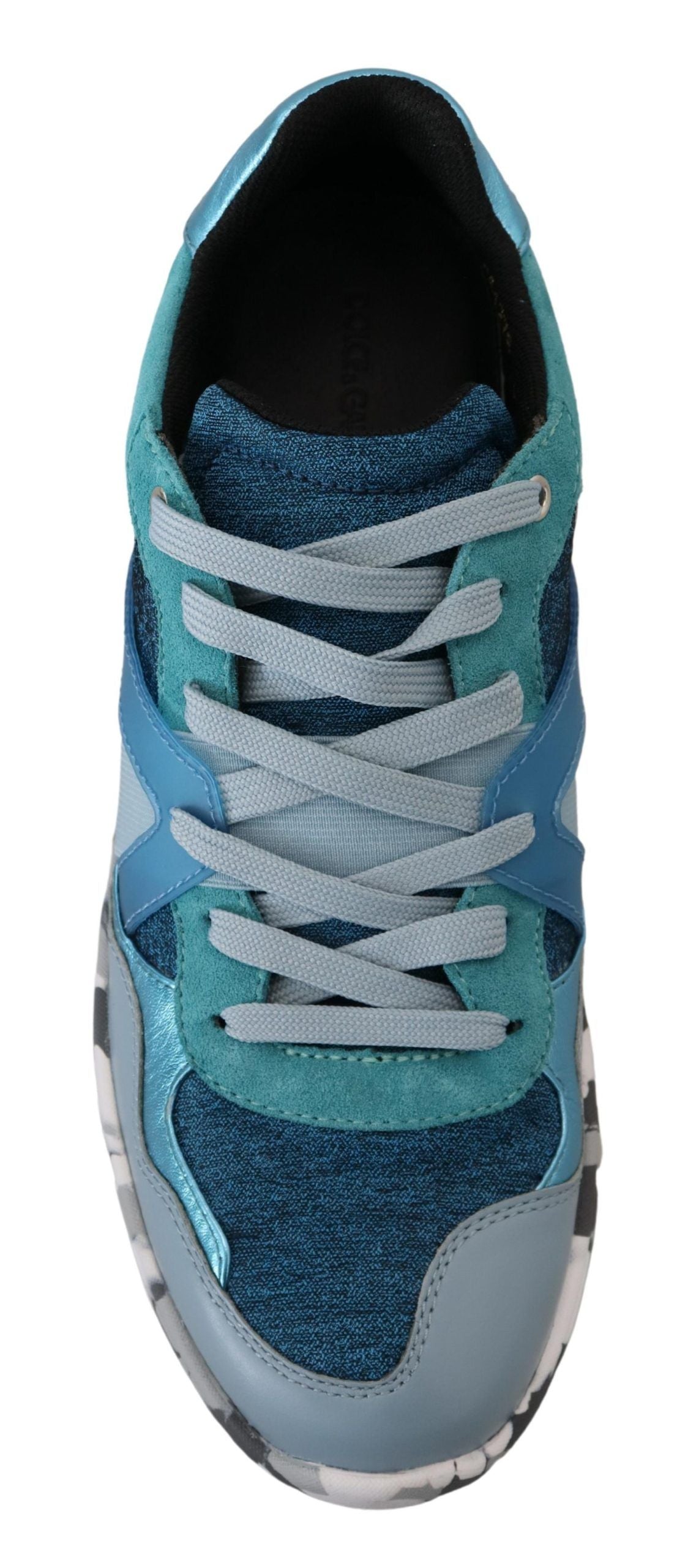 Dolce & Gabbana Blue Gray Leather Sport Low Top Sneakers LUNESCAPE