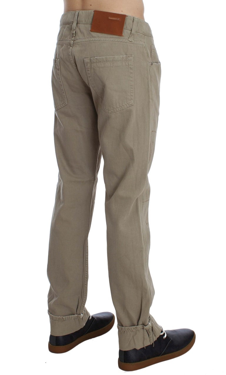 Acht Beige Straight Fit Cotton Jeans for Men LUNESCAPE