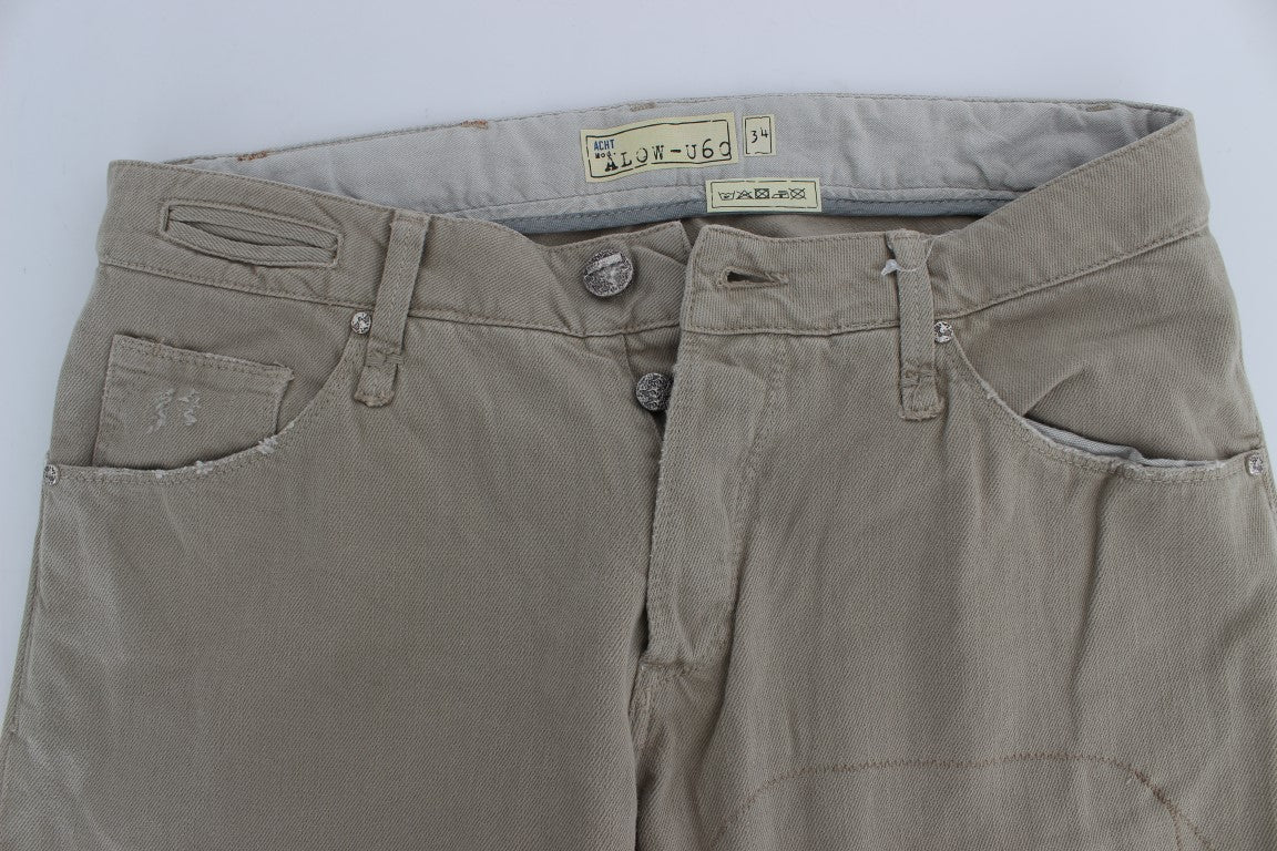 Acht Beige Straight Fit Cotton Jeans for Men LUNESCAPE