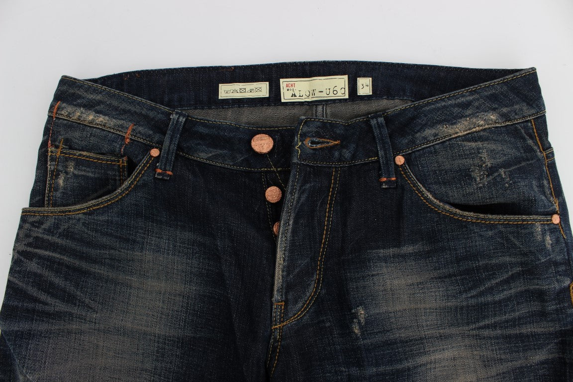 Acht Blue Wash Straight Fit Low Waist Jeans