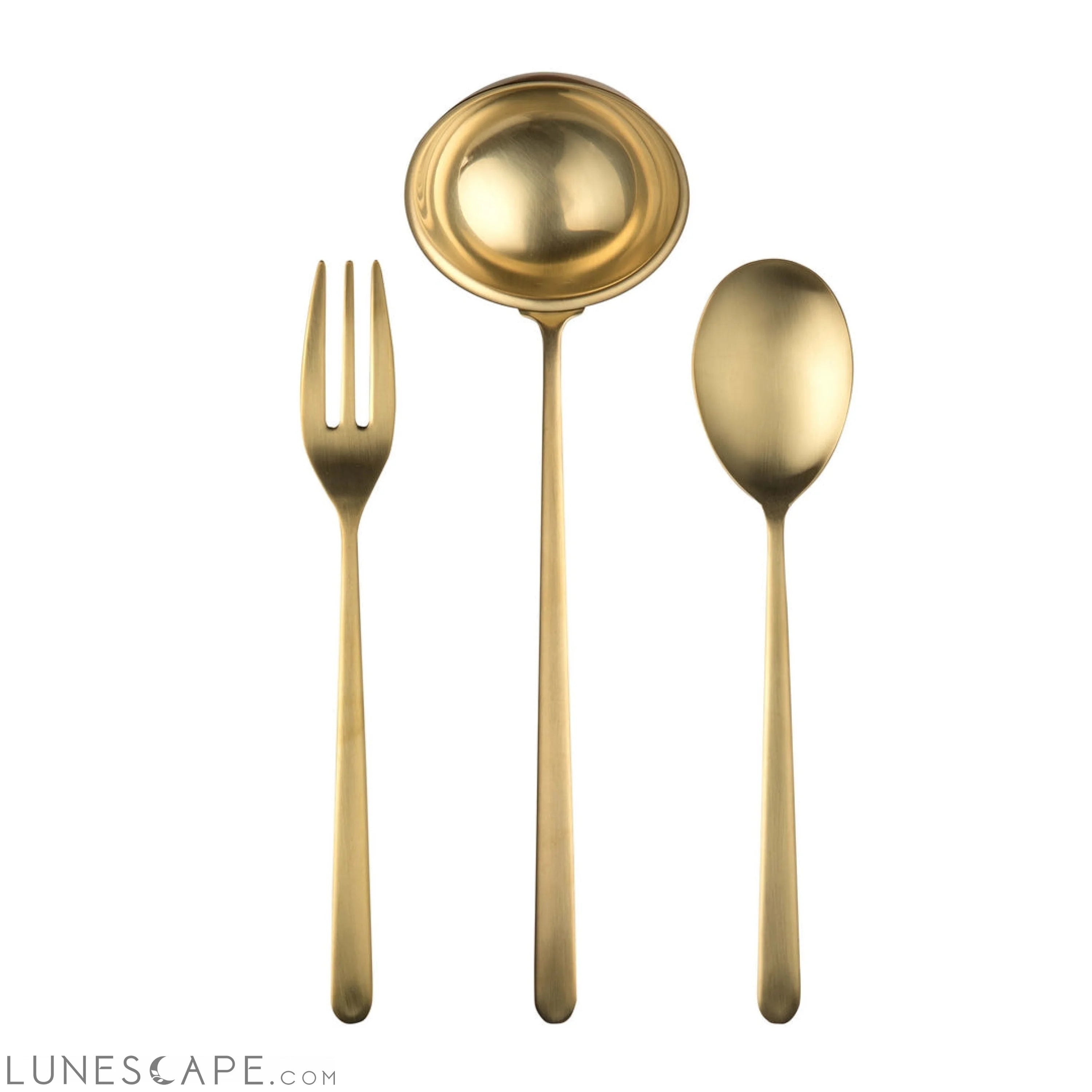 3 Pcs Serving Set (Fork Spoon and Ladle) LINEA ICE ORO LUNESCAPE