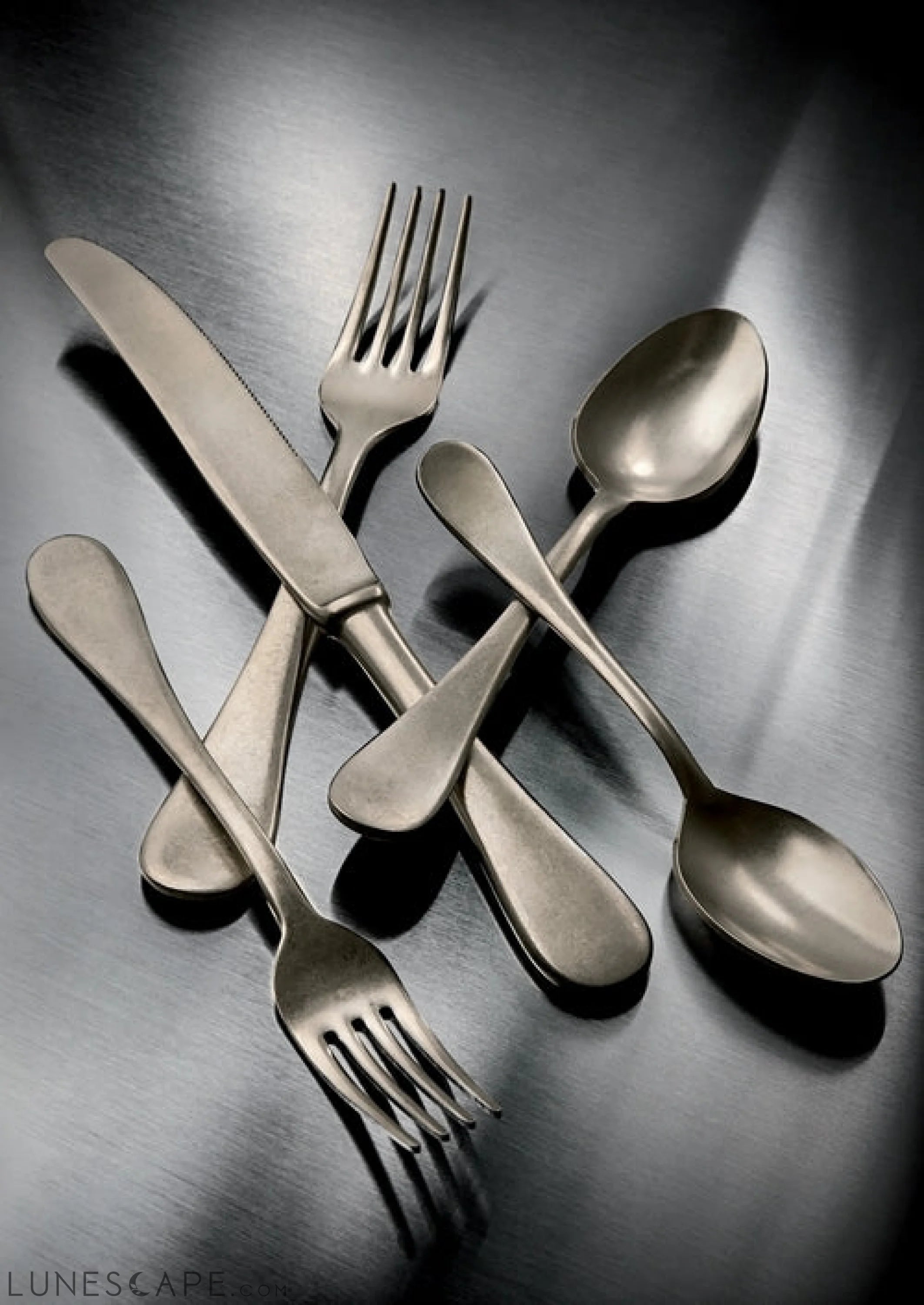 3 Pcs Serving Set (Fork Spoon and Ladle) VINTAGE CHAMPAGNE LUNESCAPE