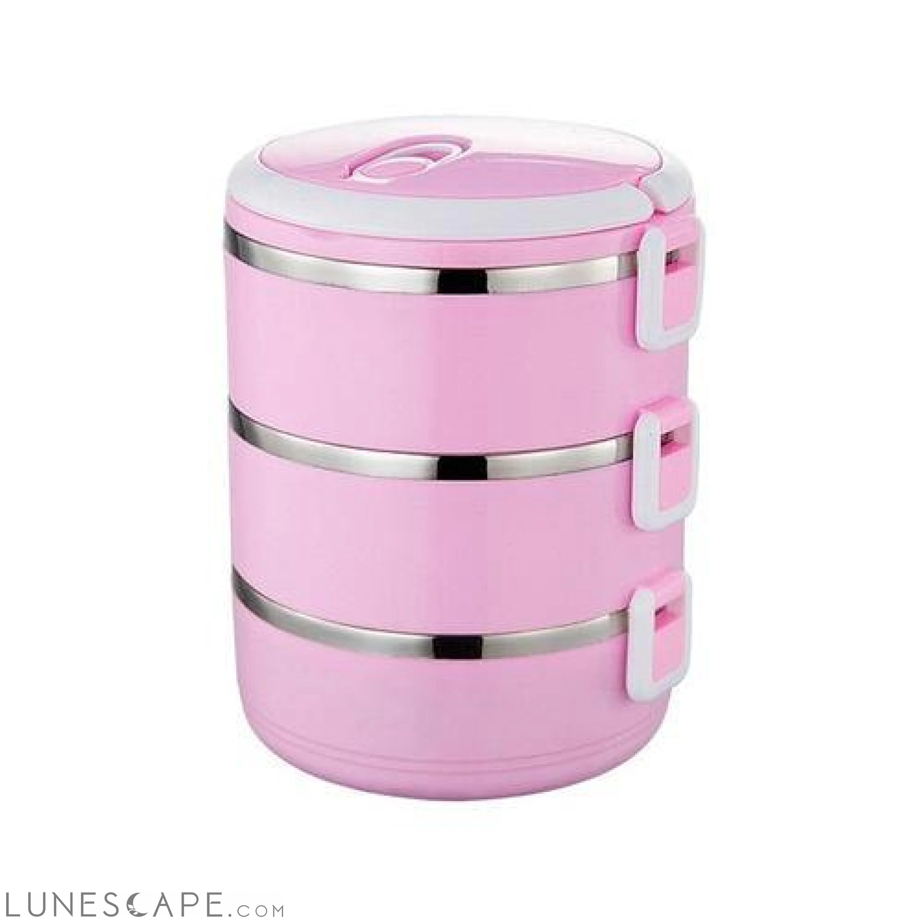 3-Tier Stackable Thermal Lunchbox - Pink LUNESCAPE