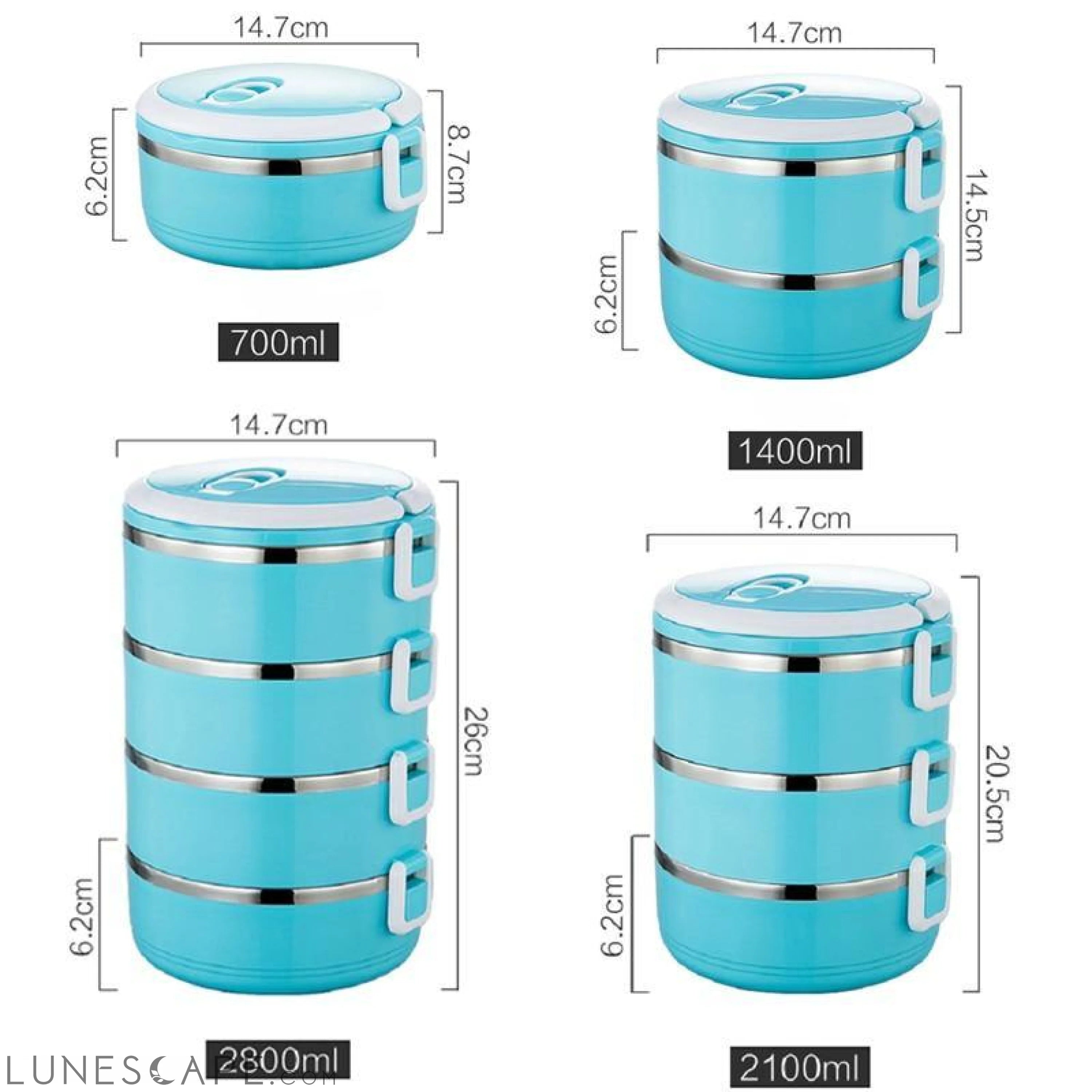 3-Tier Stackable Thermal Lunchbox - Pink LUNESCAPE