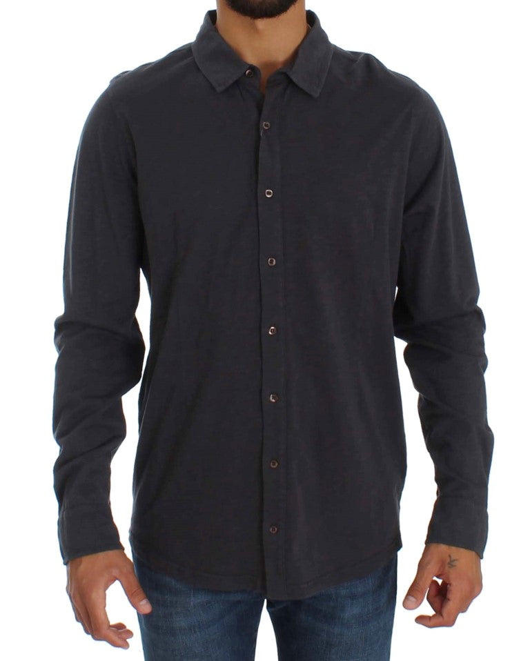 Alpha Massimo Rebecchi Sleek Gray Casual Cotton Shirt LUNESCAPE