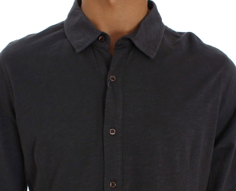 Alpha Massimo Rebecchi Sleek Gray Casual Cotton Shirt LUNESCAPE