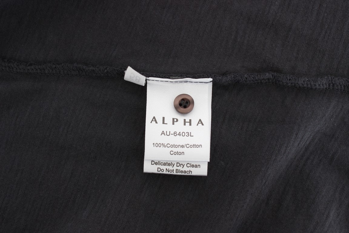 Alpha Massimo Rebecchi Sleek Gray Casual Cotton Shirt LUNESCAPE