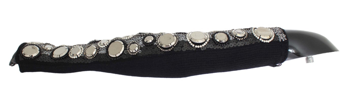 Dolce & Gabbana Black Cashmere Sequined Finger Less Gloves LUNESCAPE