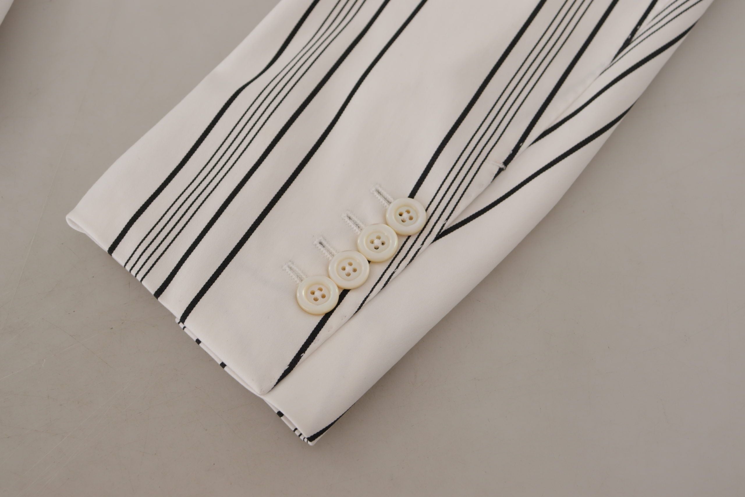 Dolce & Gabbana White Stripes Cotton Single Breasted Blazer
