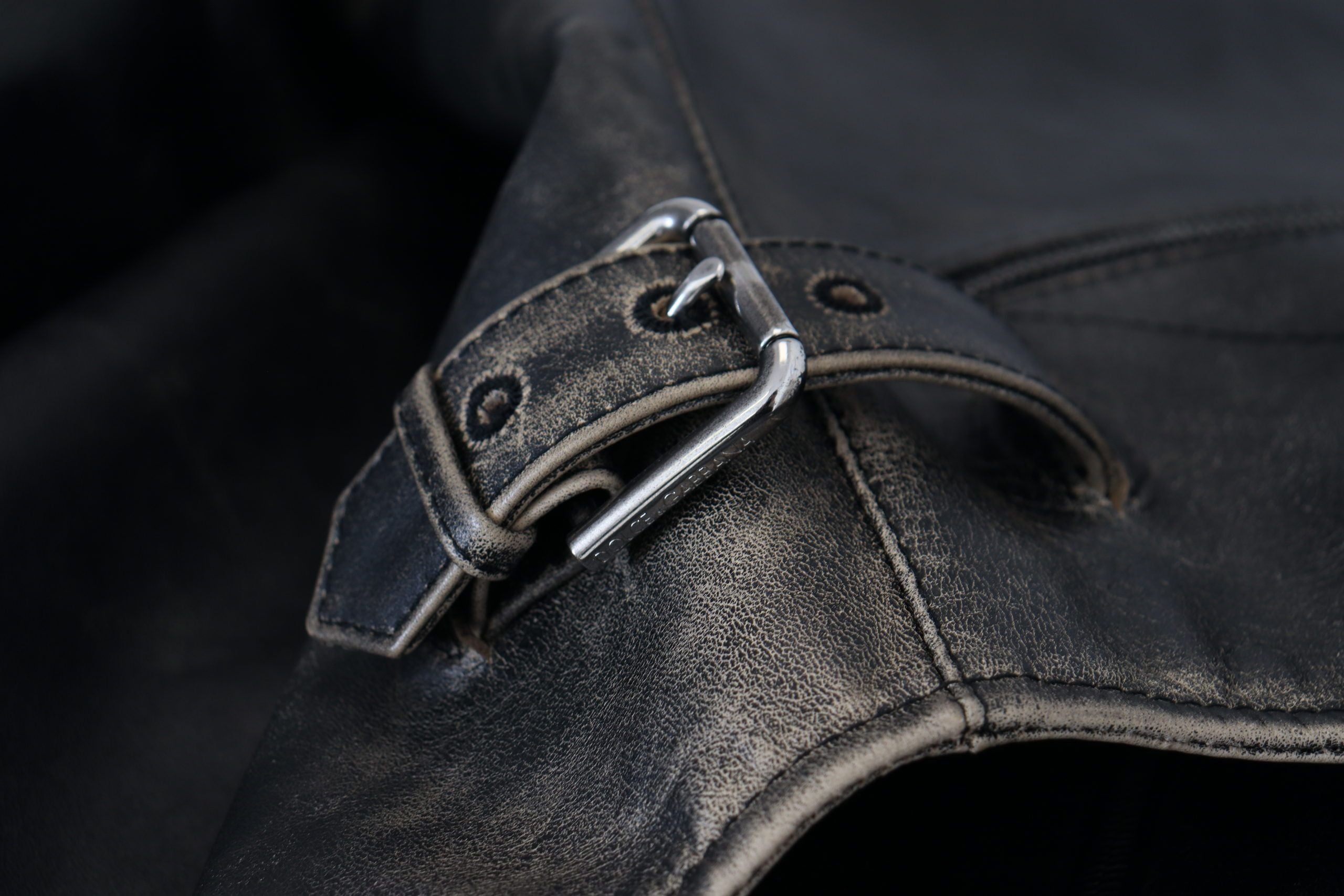 Dolce & Gabbana Black Leather Zipper Biker Coat Jacket