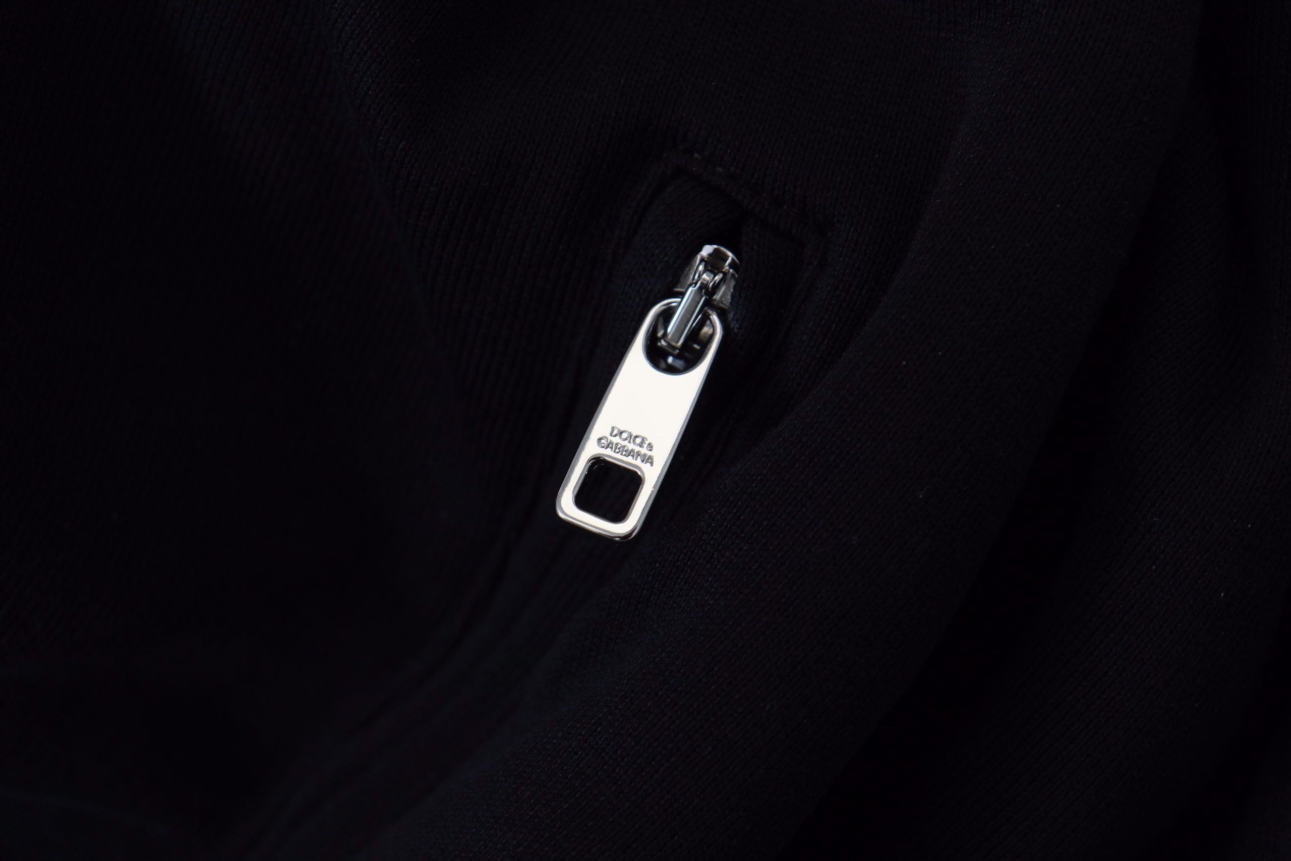 Dolce & Gabbana Black Polyester Hooded Full Zip Jacket