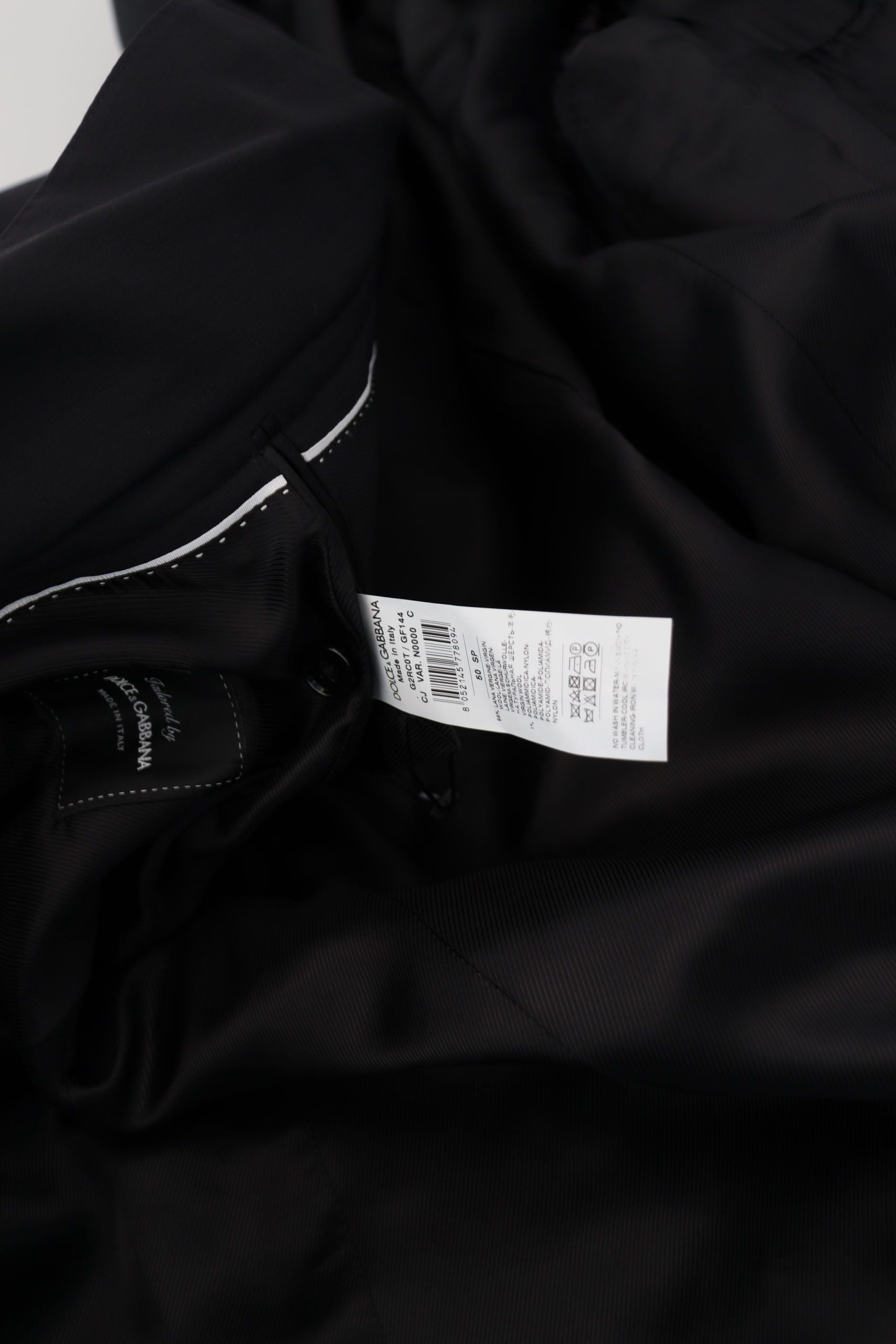 Dolce & Gabbana Black Wool Full Zip Long Sleeves Jacket