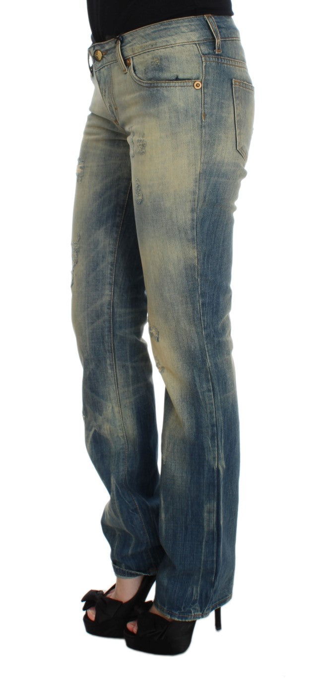 Cavalli Blue Wash Cotton Slim Fit Bootcut Jeans LUNESCAPE