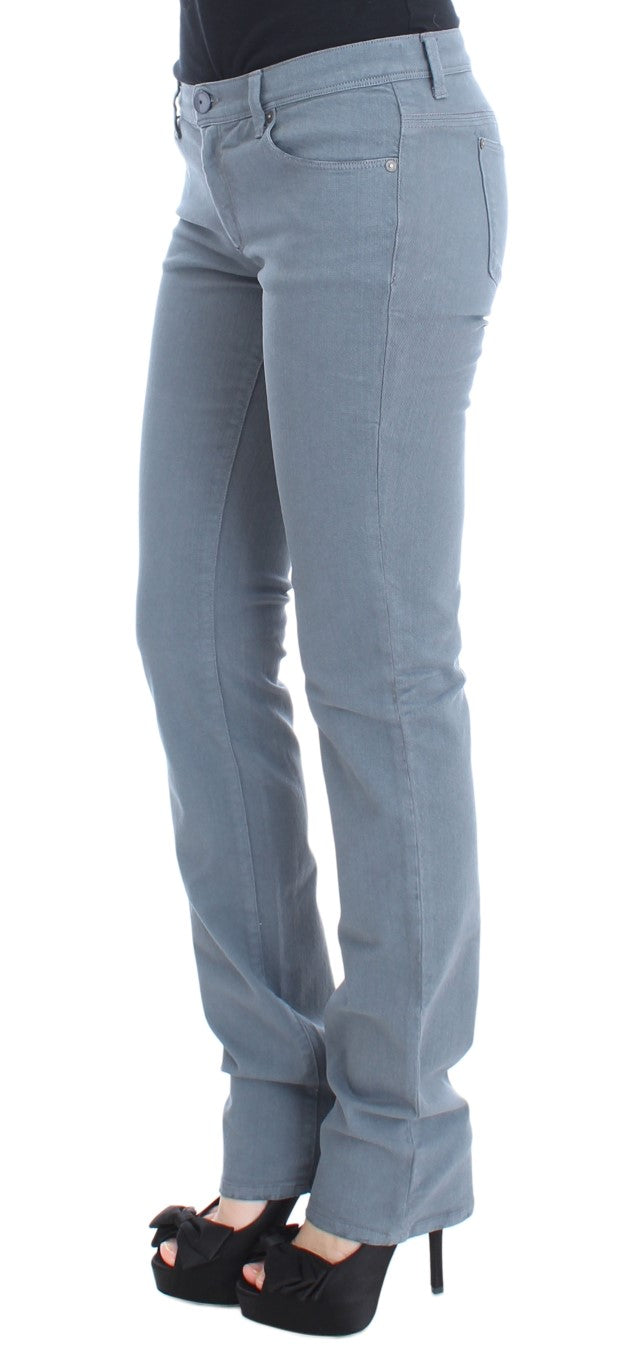 Ermanno Scervino Blue Cotton Blend Slim Fit Bootcut Jeans LUNESCAPE
