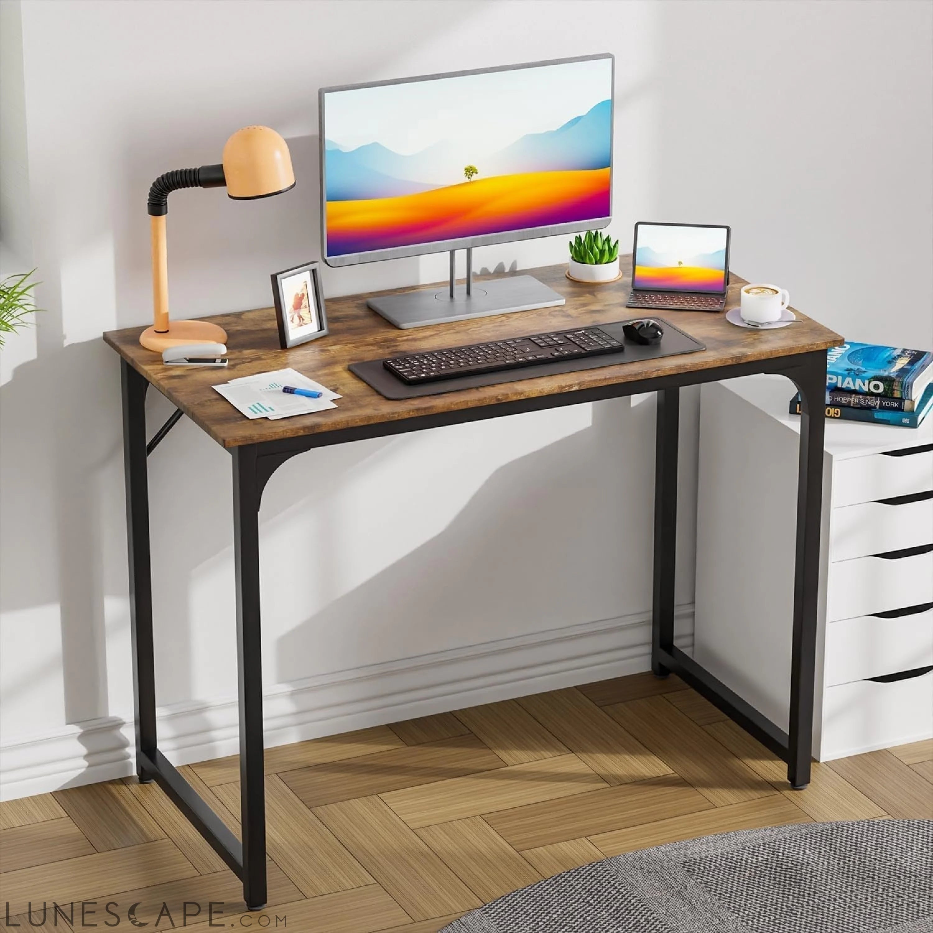 32/39/47 Inch Computer Desk Study Writing Table, Adjustable Feet, LUNESCAPE