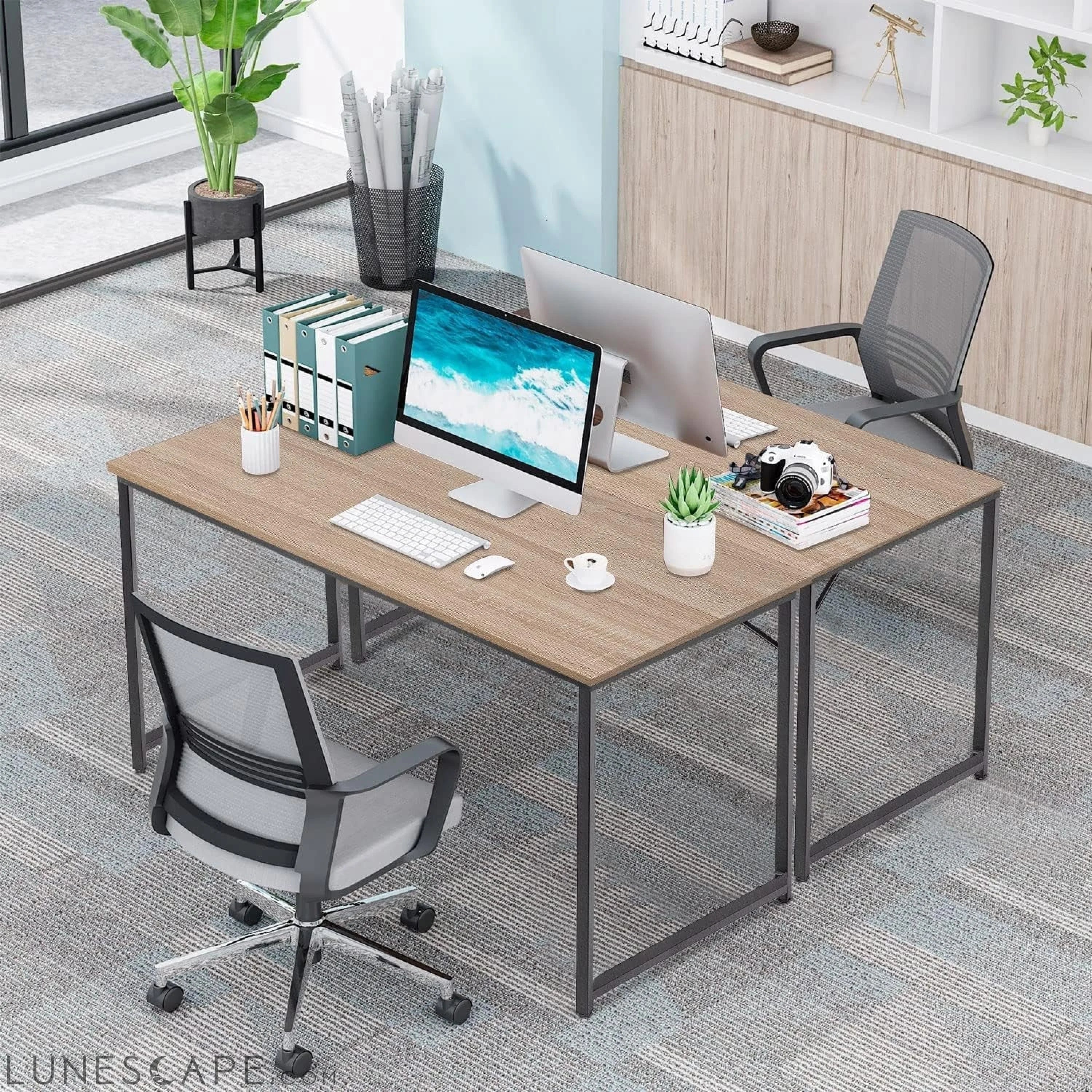 32/39/47 Inch Computer Desk Study Writing Table, Adjustable Feet, LUNESCAPE