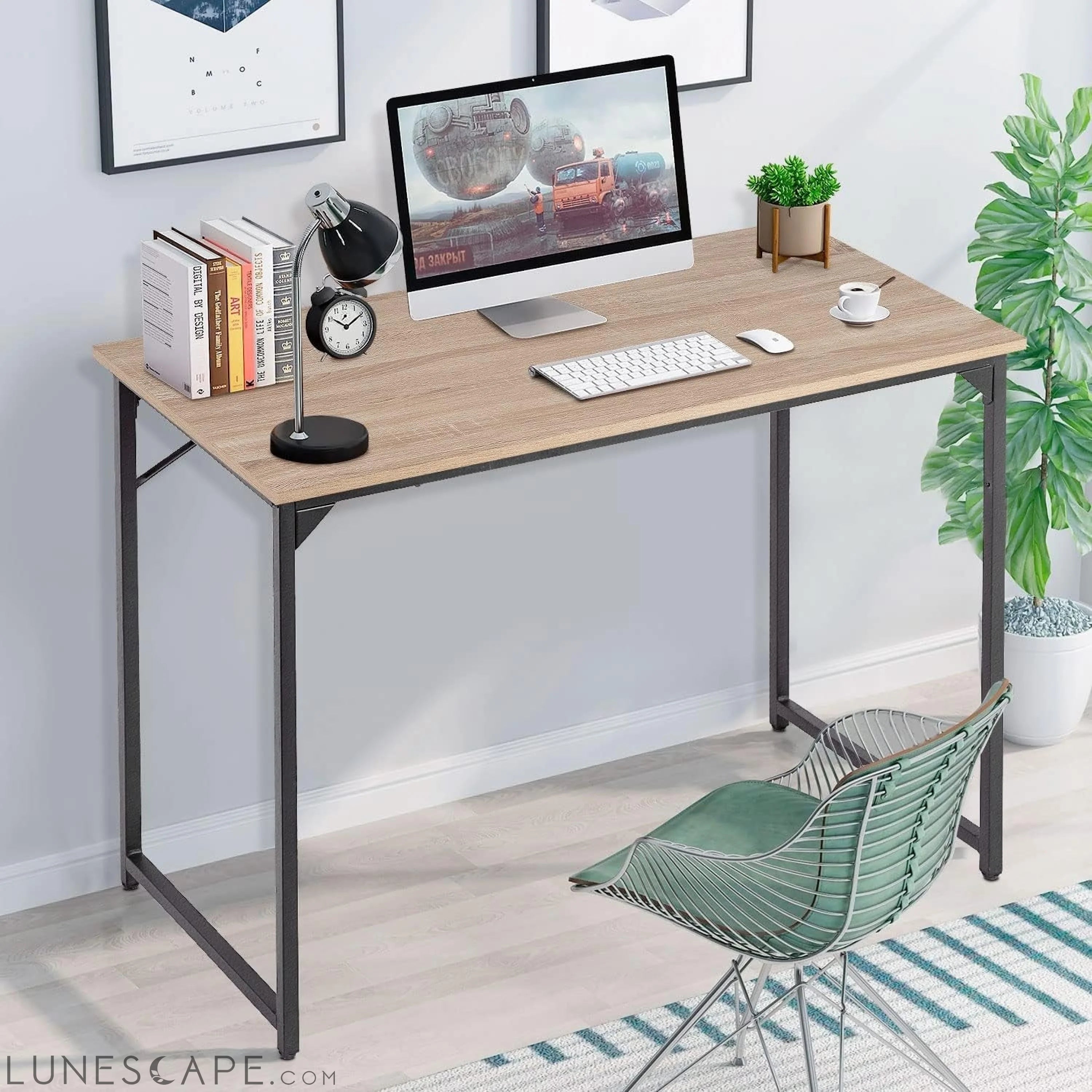 32/39/47 Inch Computer Desk Study Writing Table, Adjustable Feet, LUNESCAPE