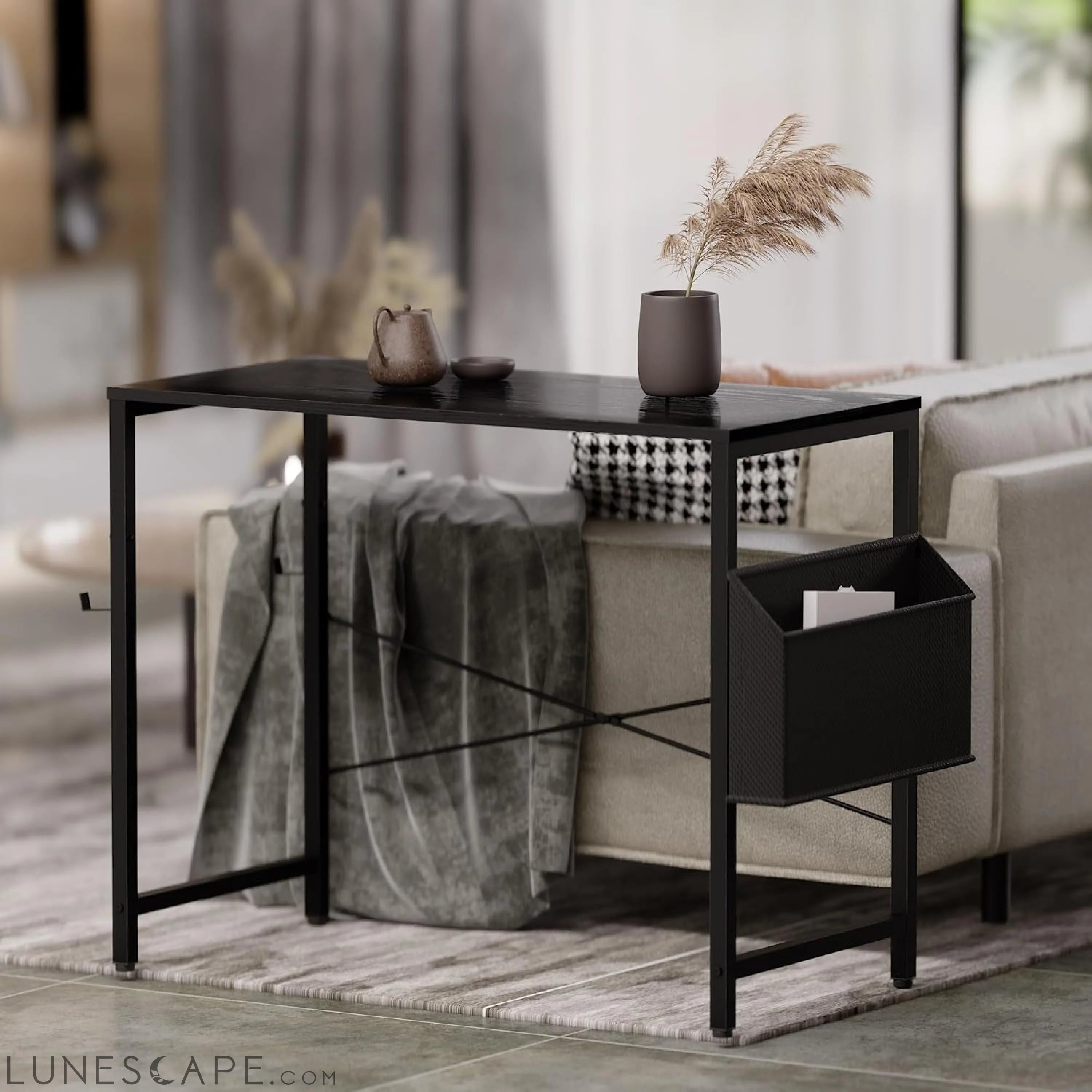 32 Inch Computer Desk for Small Spaces with Storage Bag, Home Office LUNESCAPE