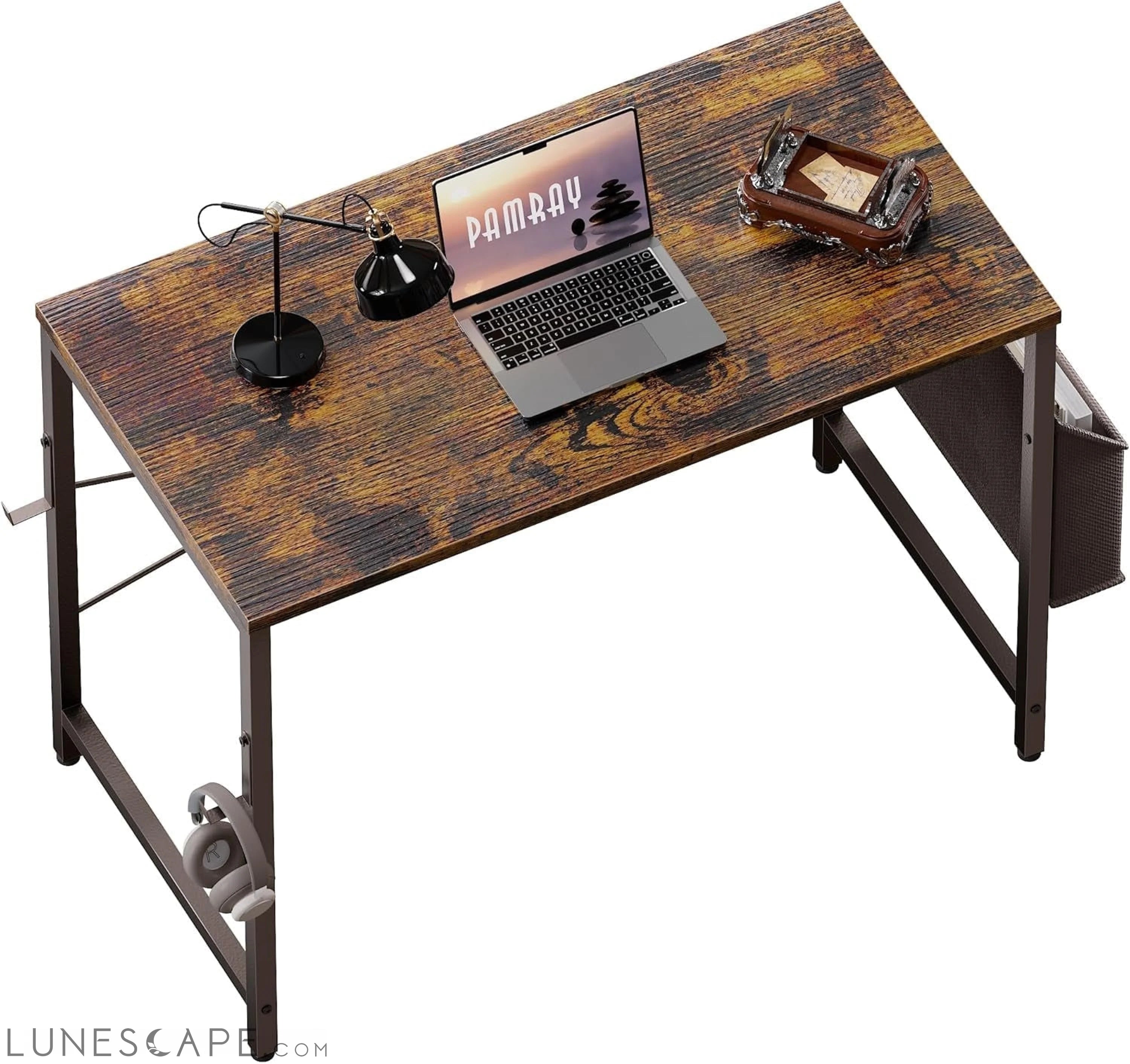 32 Inch Computer Desk for Small Spaces with Storage Bag, Home Office LUNESCAPE