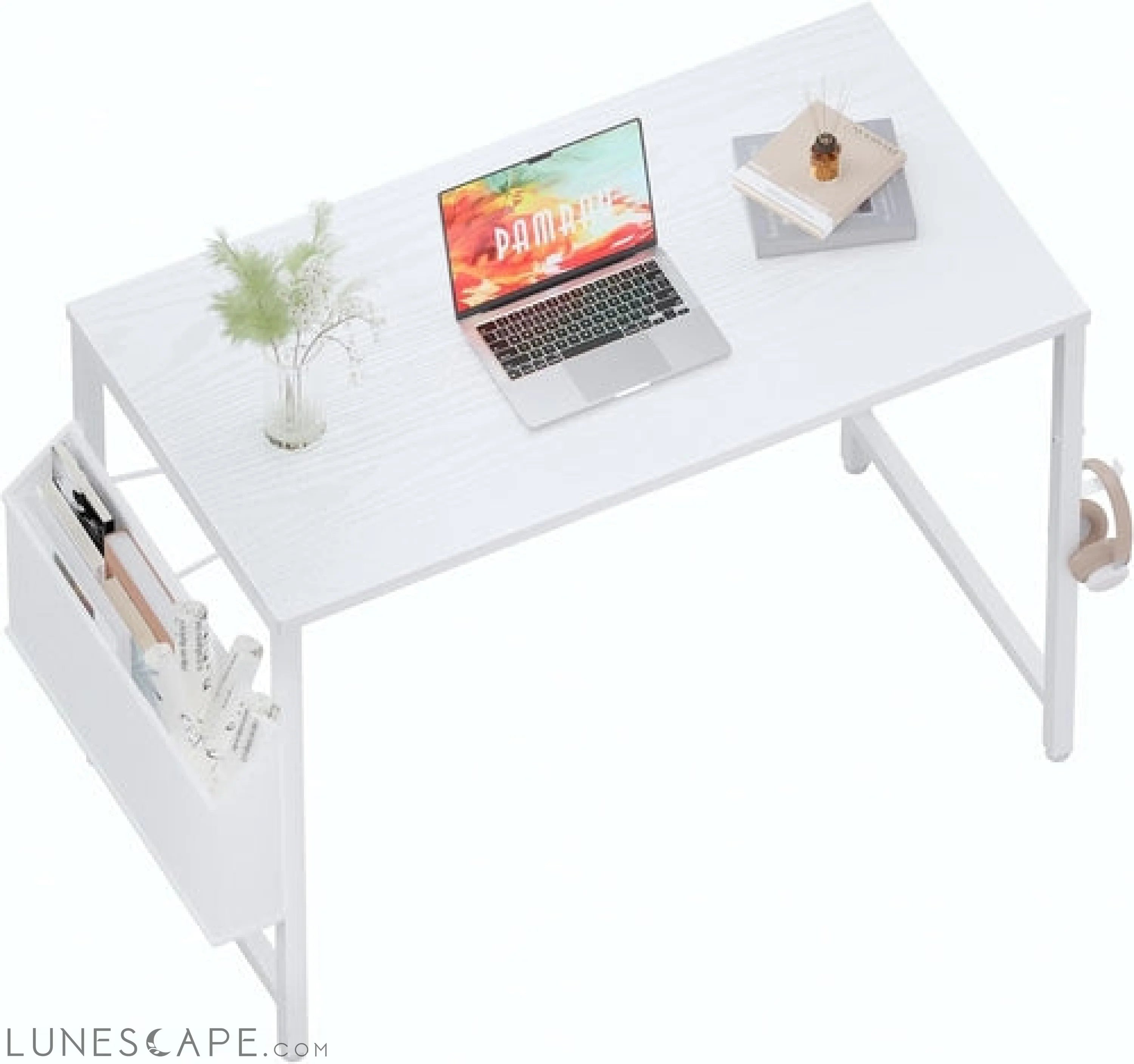 32 Inch Computer Desk Small Spaces Desk with Storage Bag for Bedroom LUNESCAPE
