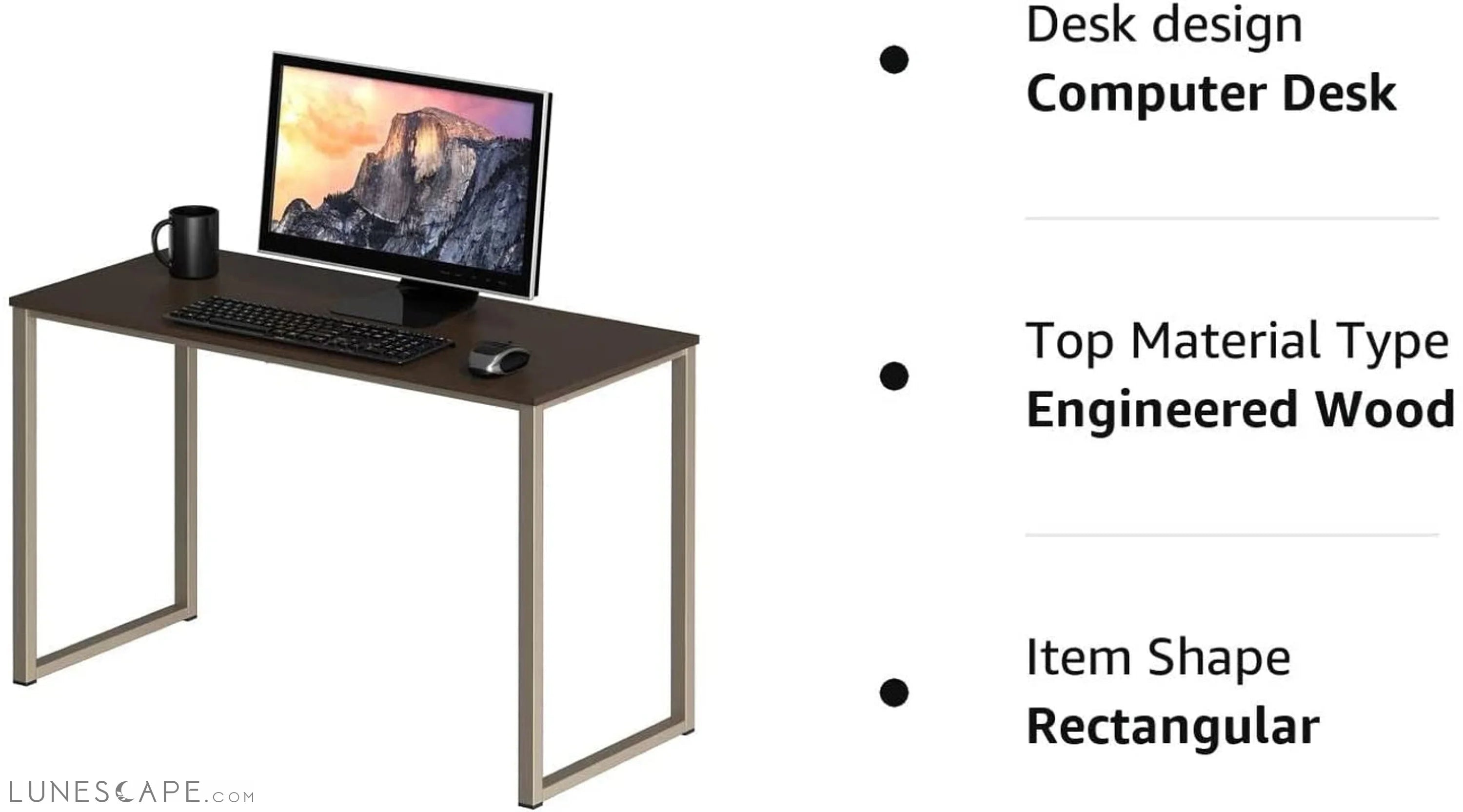 32-Inch Espresso Computer Desk for Home Office LUNESCAPE