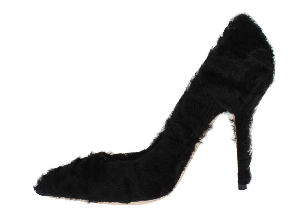 Dolce & Gabbana Black Xiangao Lamb Fur Leather Pumps LUNESCAPE