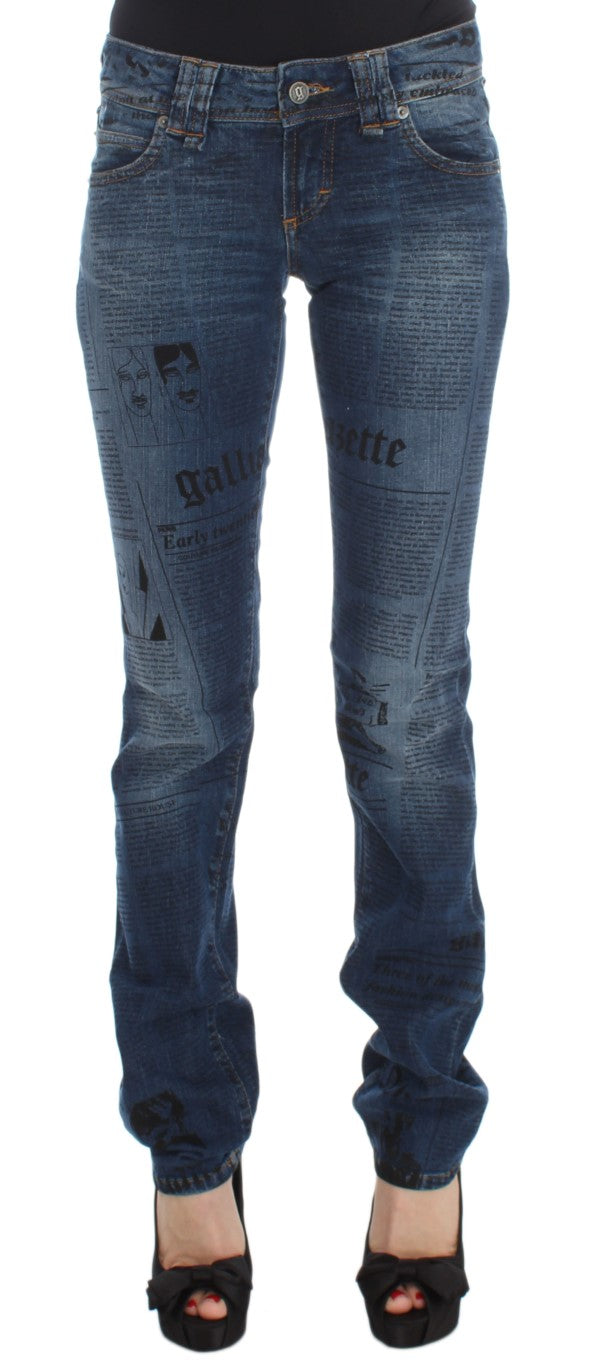 John Galliano Blue Wash Cotton Blend Slim Fit Bootcut Jeans LUNESCAPE