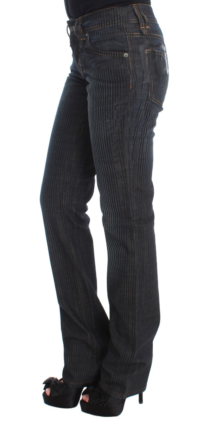 John Galliano Blue Wash Cotton Blend Slim Fit Bootcut Jeans LUNESCAPE