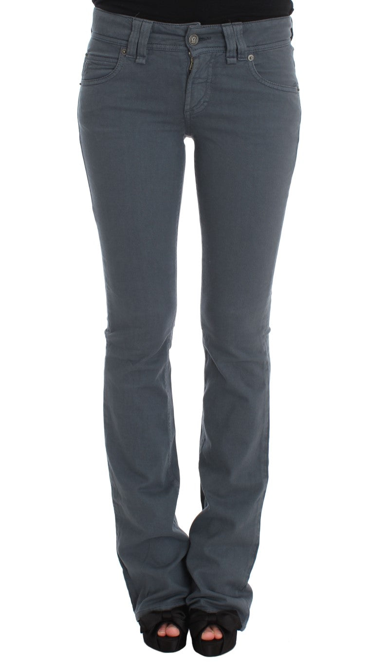 John Galliano Blue Cotton Blend Slim Fit Bootcut Jeans LUNESCAPE