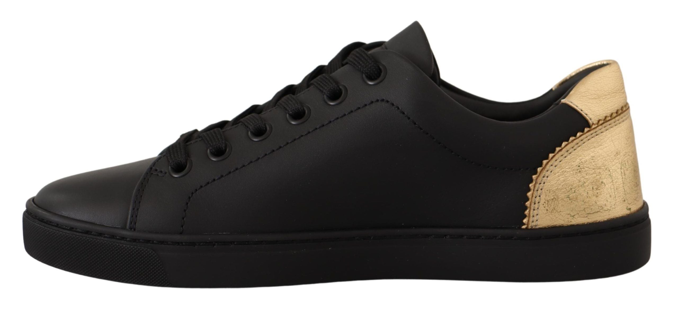 Dolce & Gabbana Chic Black and Gold Low-top Leather Sneakers LUNESCAPE
