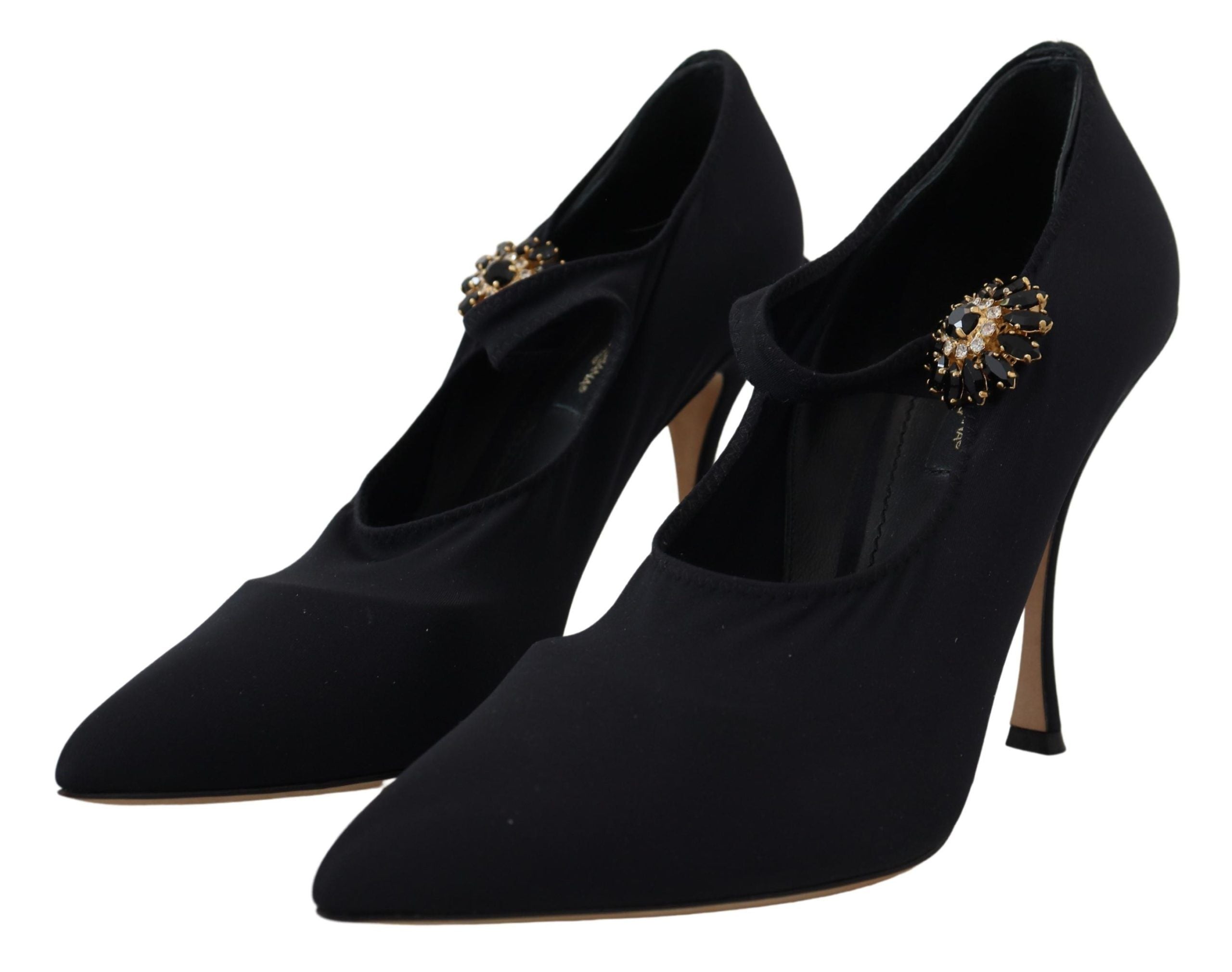 Dolce & Gabbana Black Socks Stretch Crystal Pumps Shoes LUNESCAPE