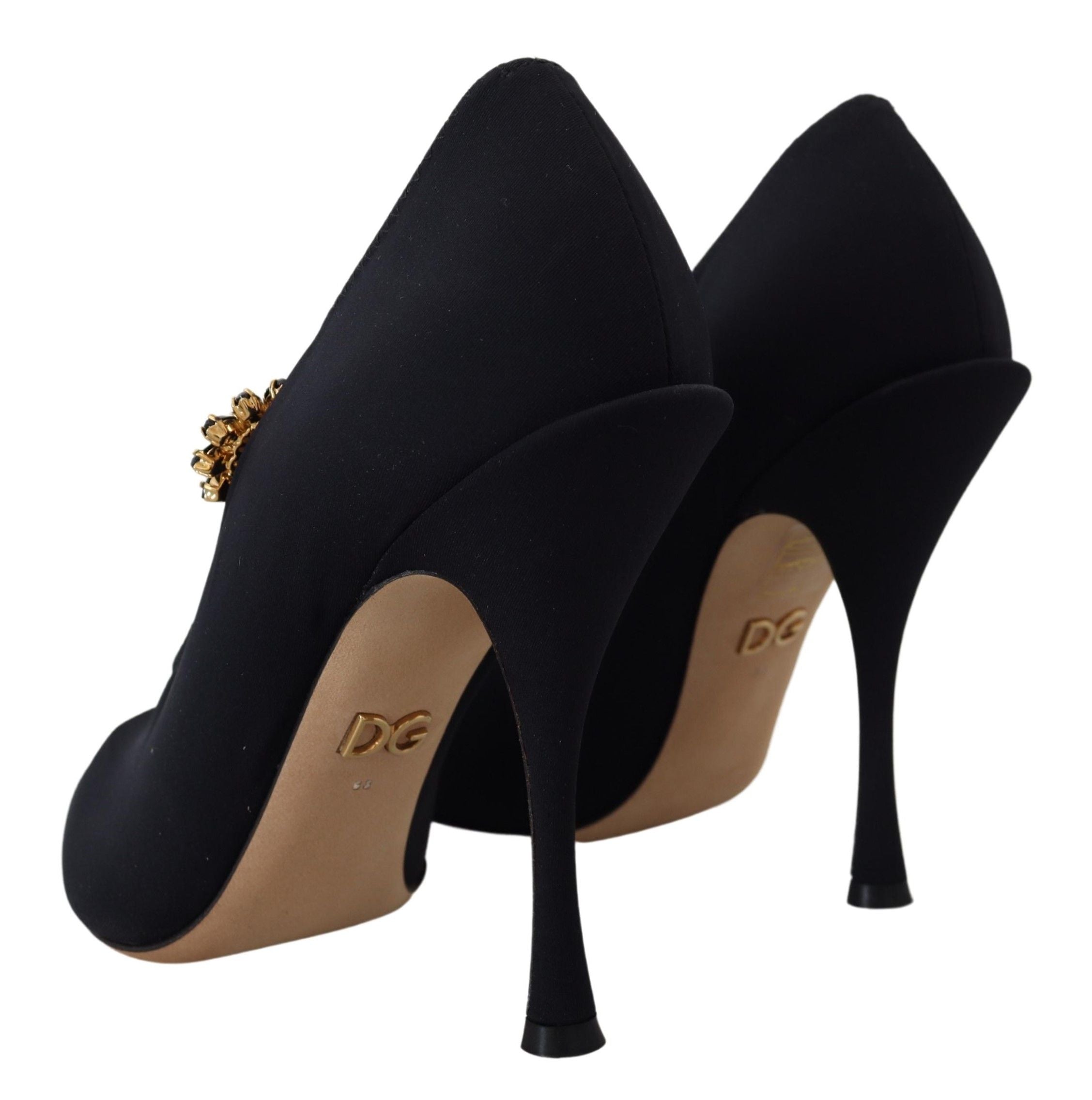 Dolce & Gabbana Black Socks Stretch Crystal Pumps Shoes LUNESCAPE