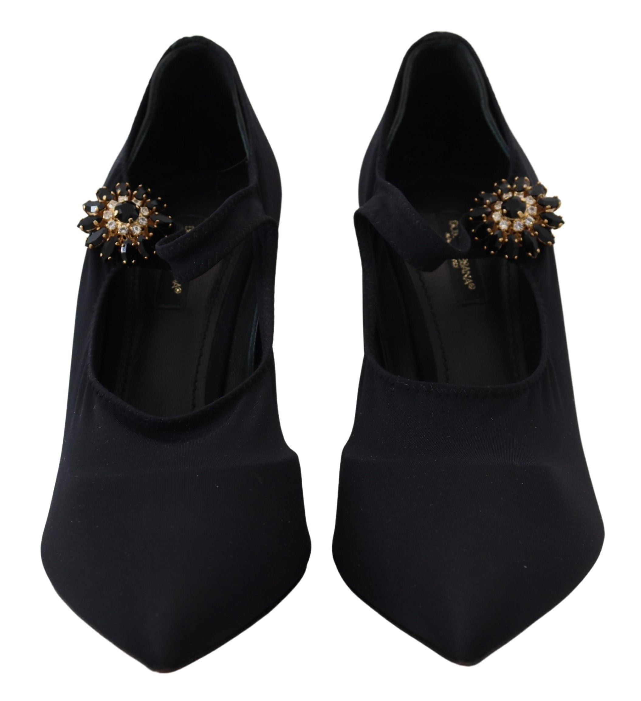 Dolce & Gabbana Black Socks Stretch Crystal Pumps Shoes LUNESCAPE