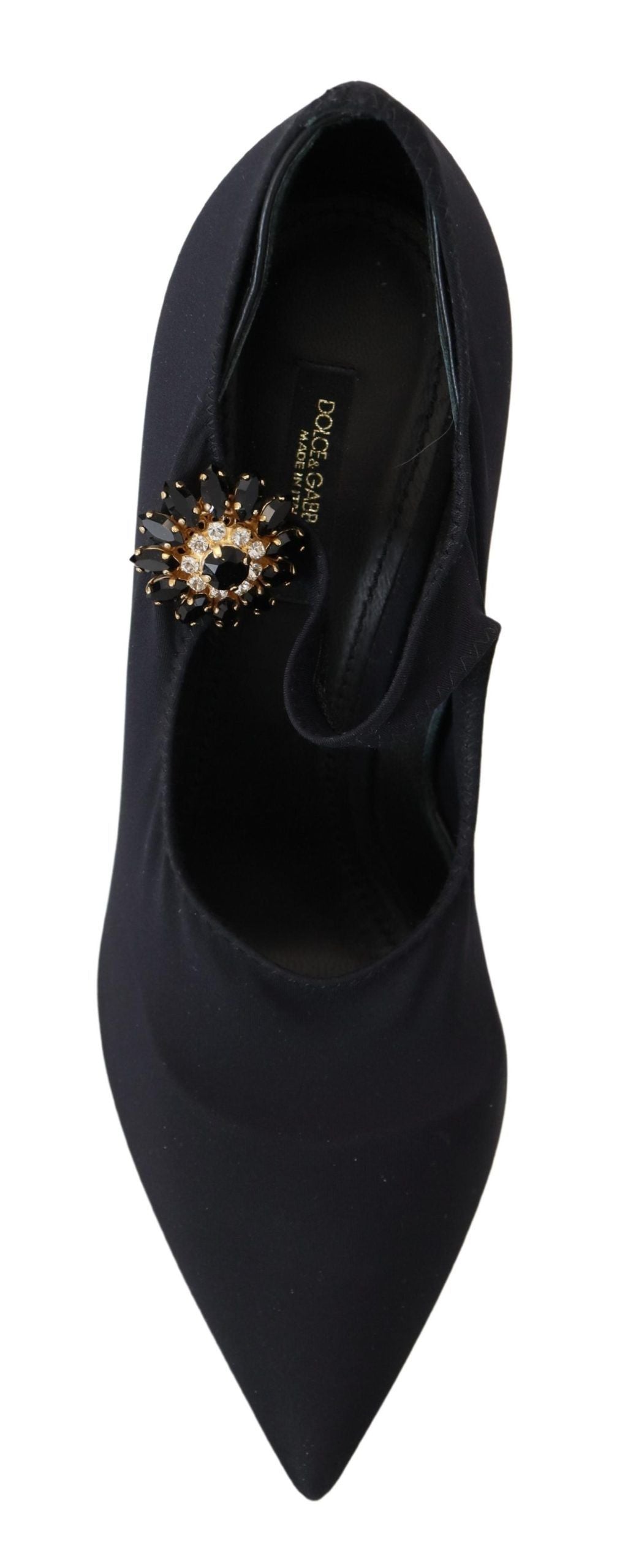 Dolce & Gabbana Black Socks Stretch Crystal Pumps Shoes LUNESCAPE