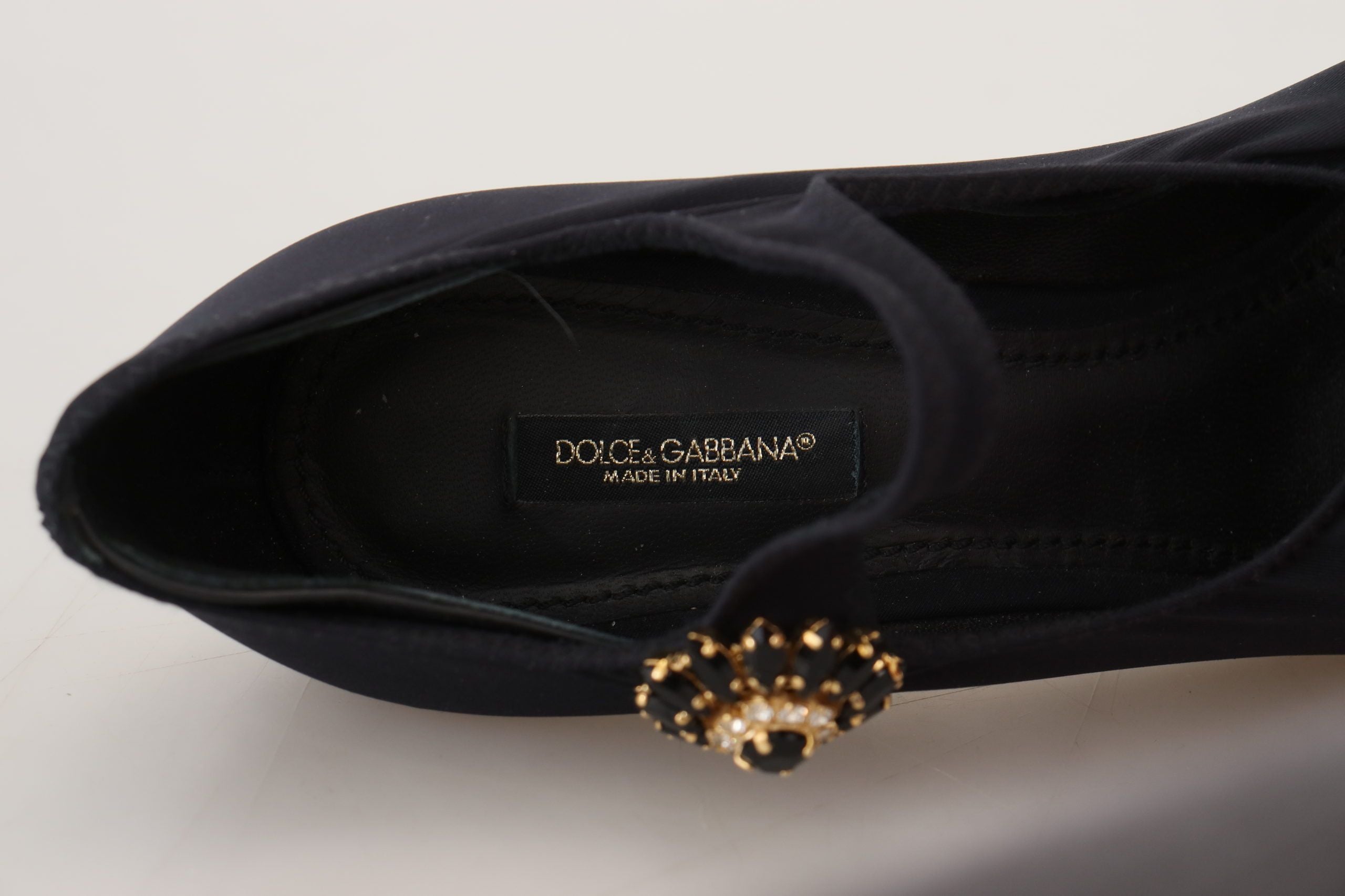 Dolce & Gabbana Black Socks Stretch Crystal Pumps Shoes LUNESCAPE