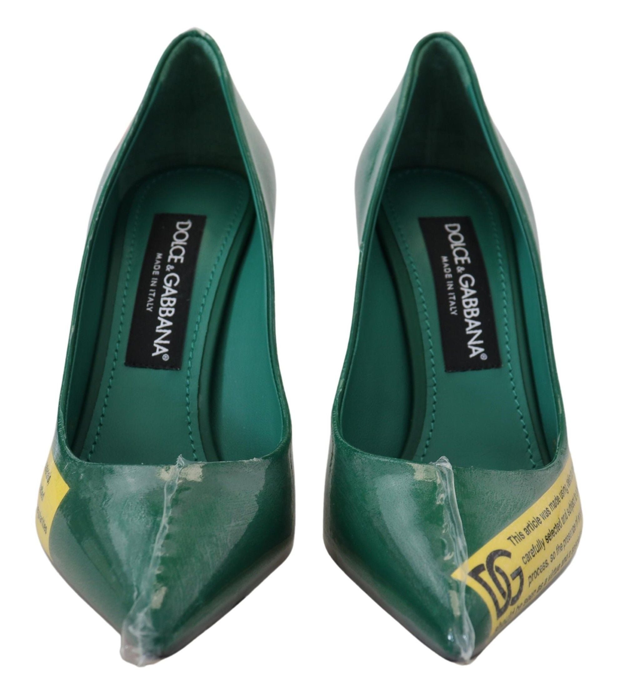 Dolce & Gabbana Green Leather Heels Pumps Plastic Shoes LUNESCAPE
